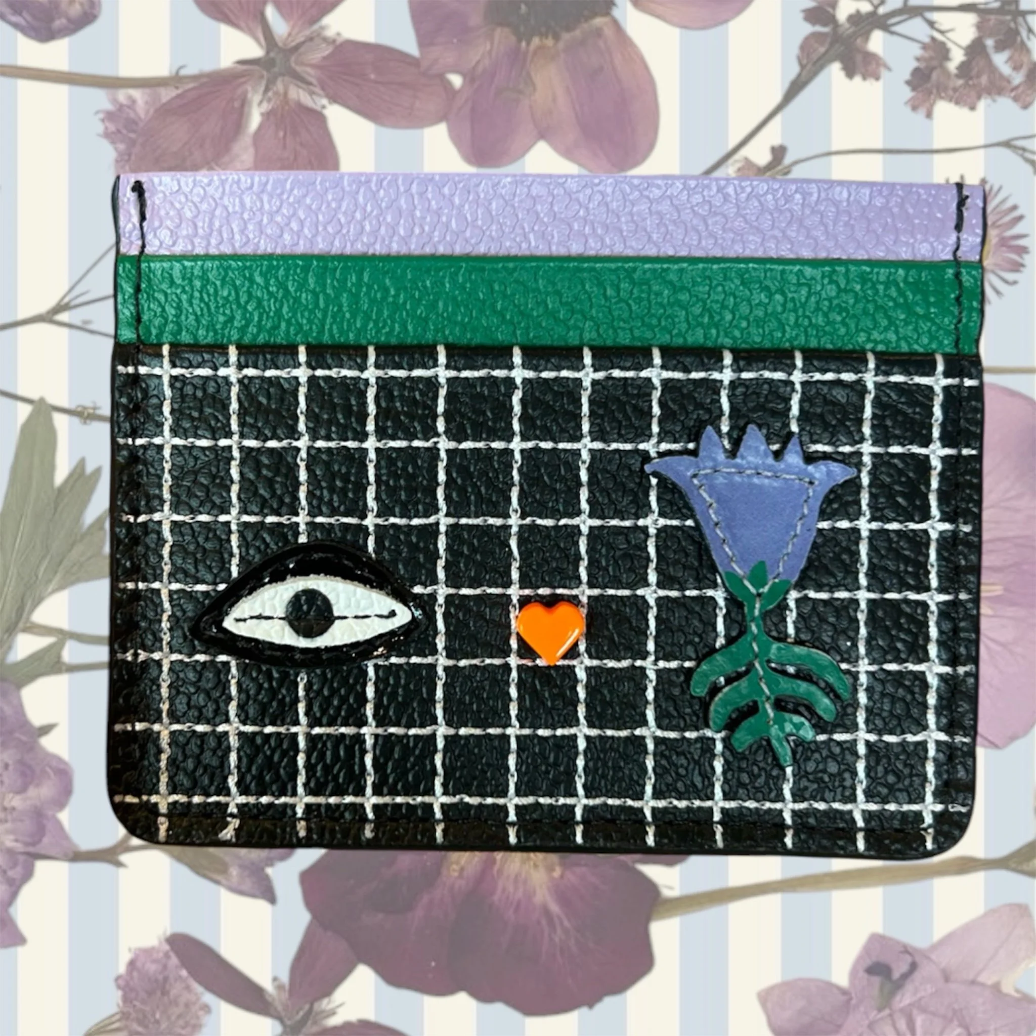 BLACK FLORALIA FILIUM CARD HOLDER