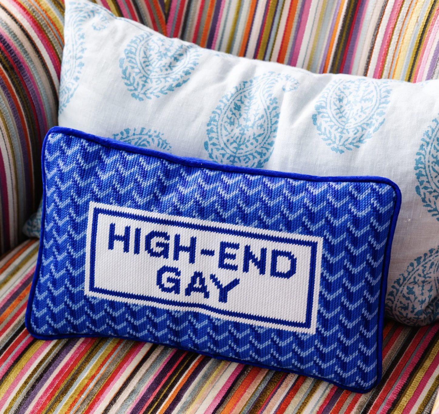 HIGH-END GAYS NEEDLEPOINT PILLOW