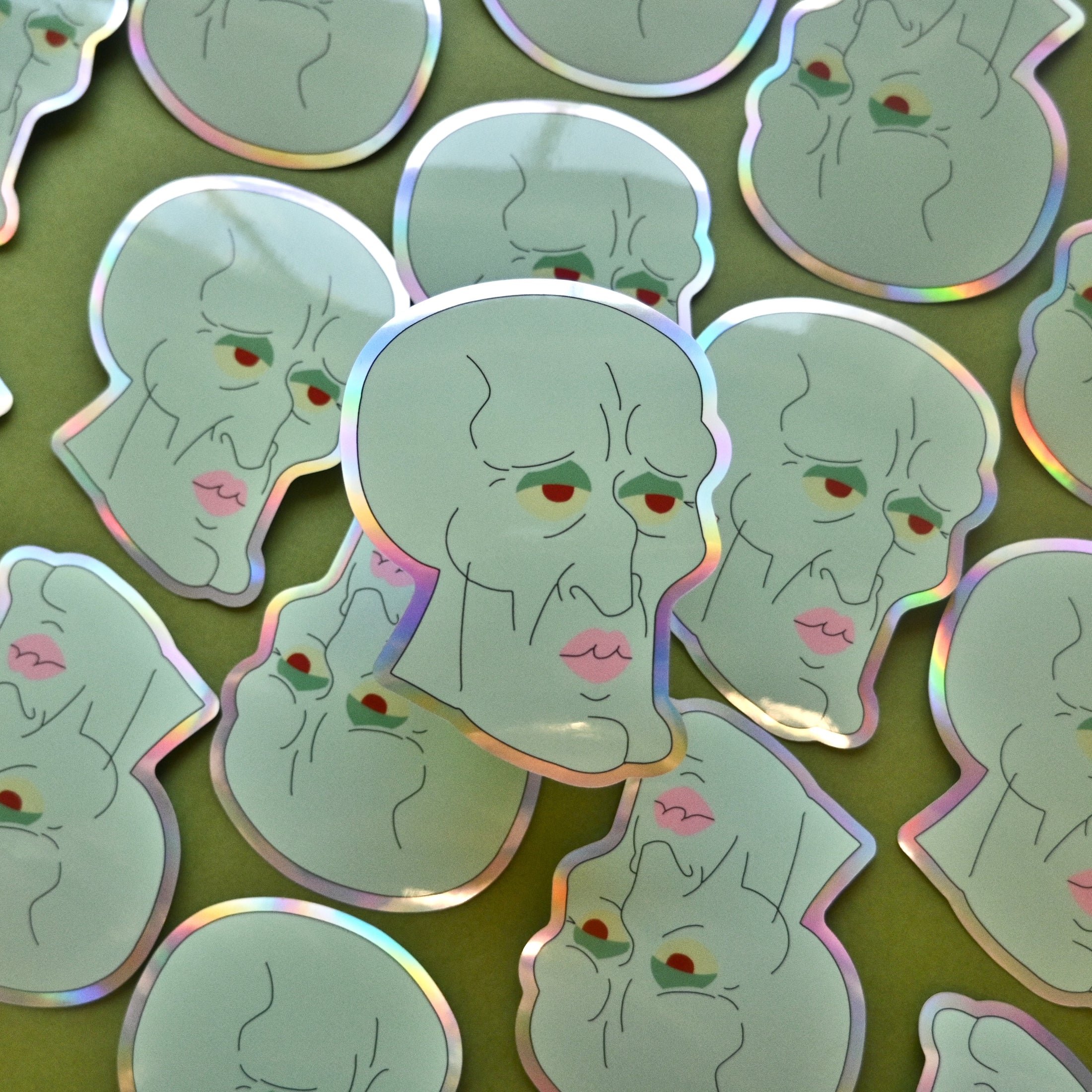 IRRIDESCENT HANDSOME SQUIDWARD STICKER
