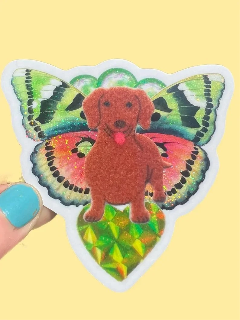 BUTTERFLY DACHSHUND VINYL STICKER