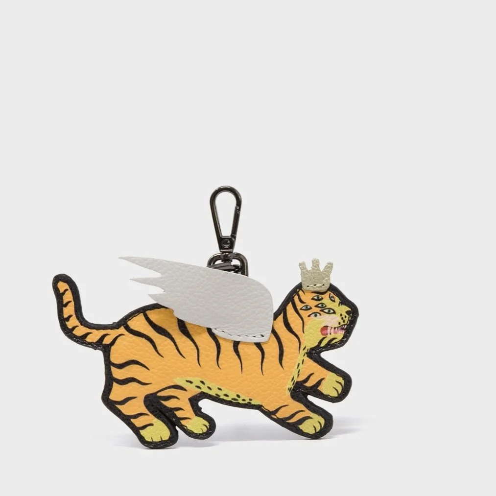 THEO THE TIGER YELLOW LEATHER KEYCHAIN