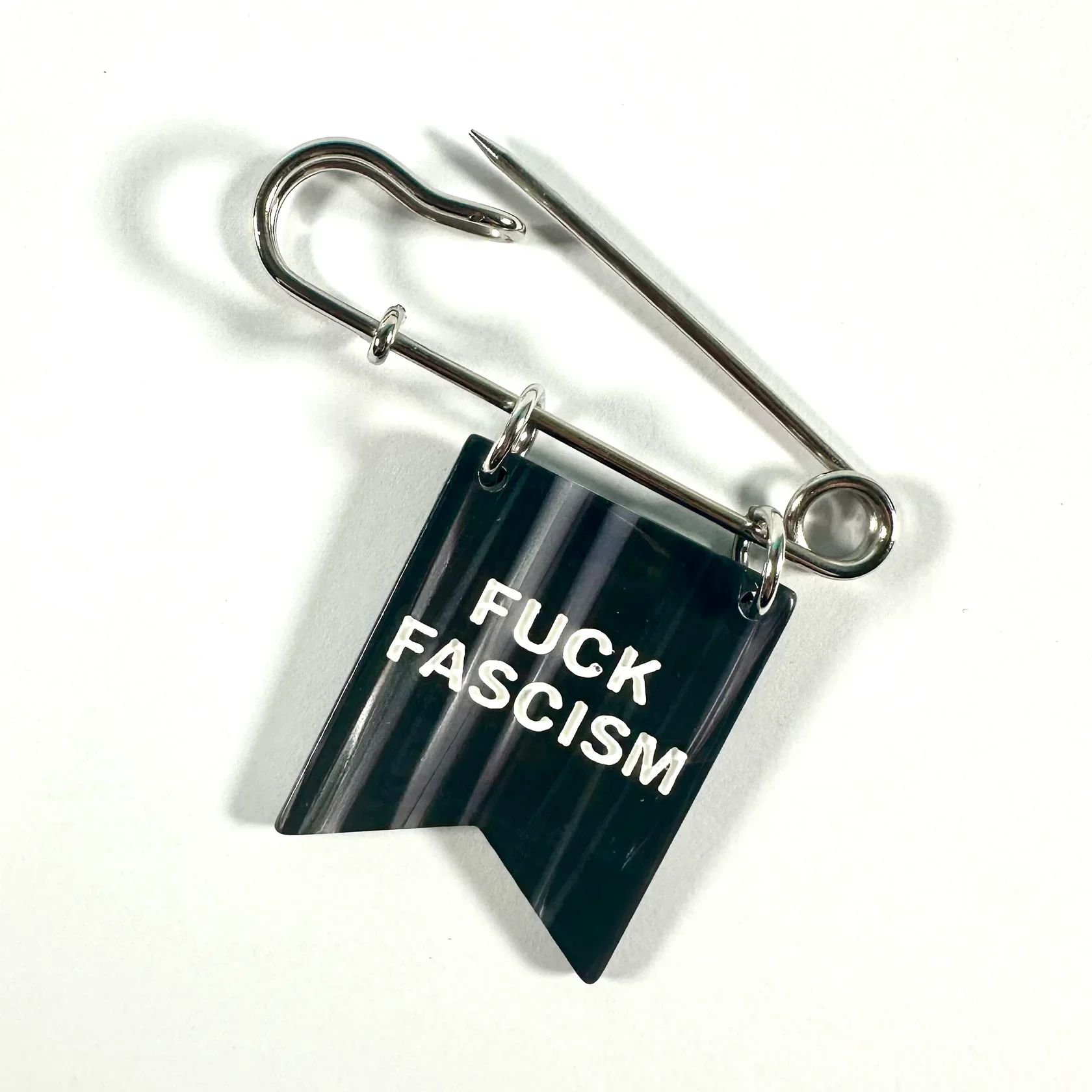 FUCK FASCISM BANNER RIBBON SAFETY PIN