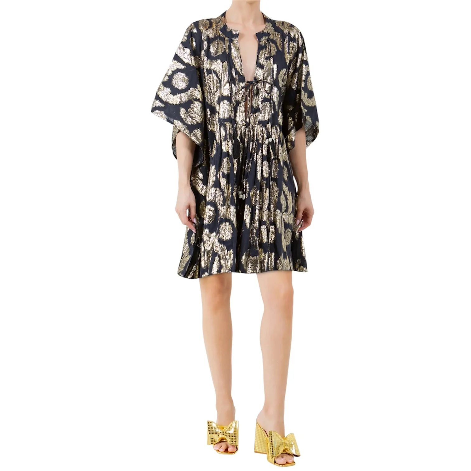 BLACK PALM SPRINGS CAFTAN MIDI DRESS