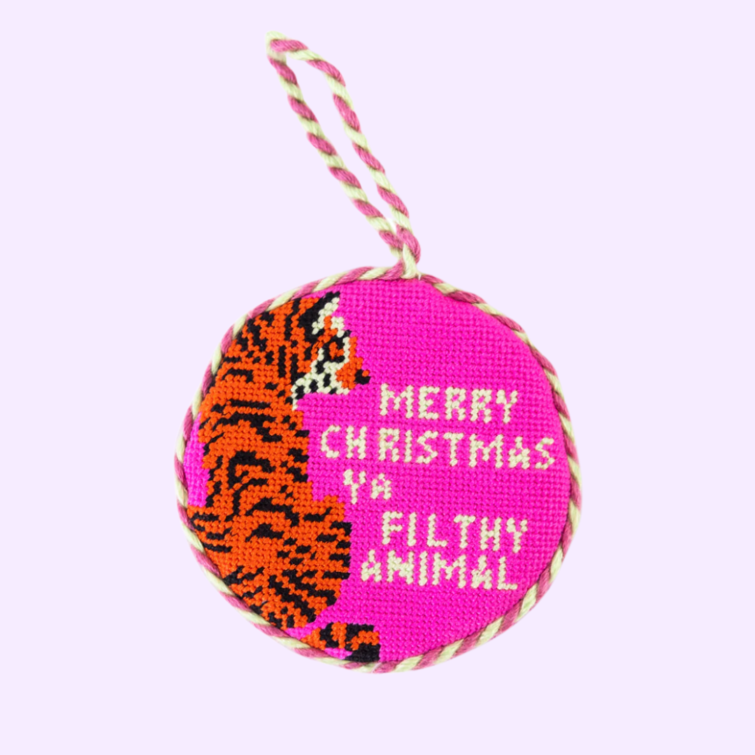 FILTHY ANIMAL NEEDLEPOINT ORNAMENT