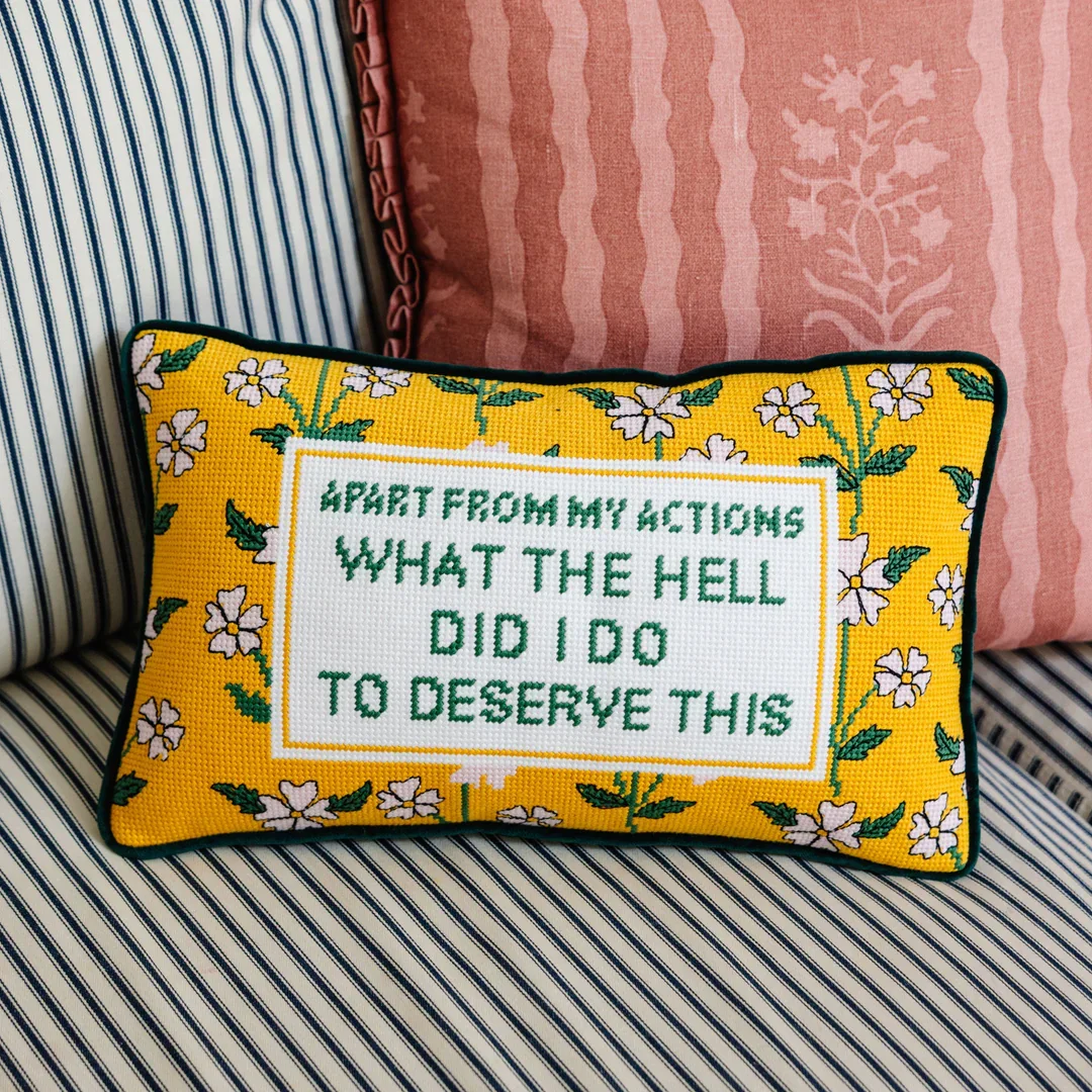 WHAT THE HELL NEEDLEPOINT PILLOW