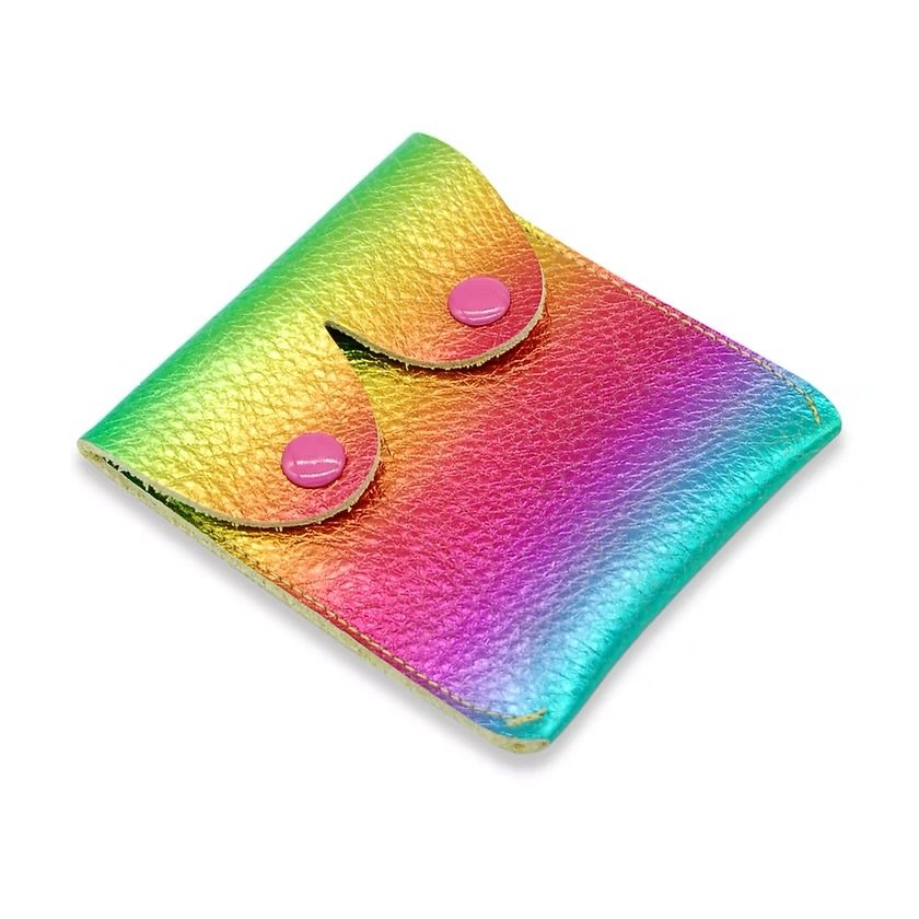 METALLIC RAINBOW LEATHER BOOB POUCH