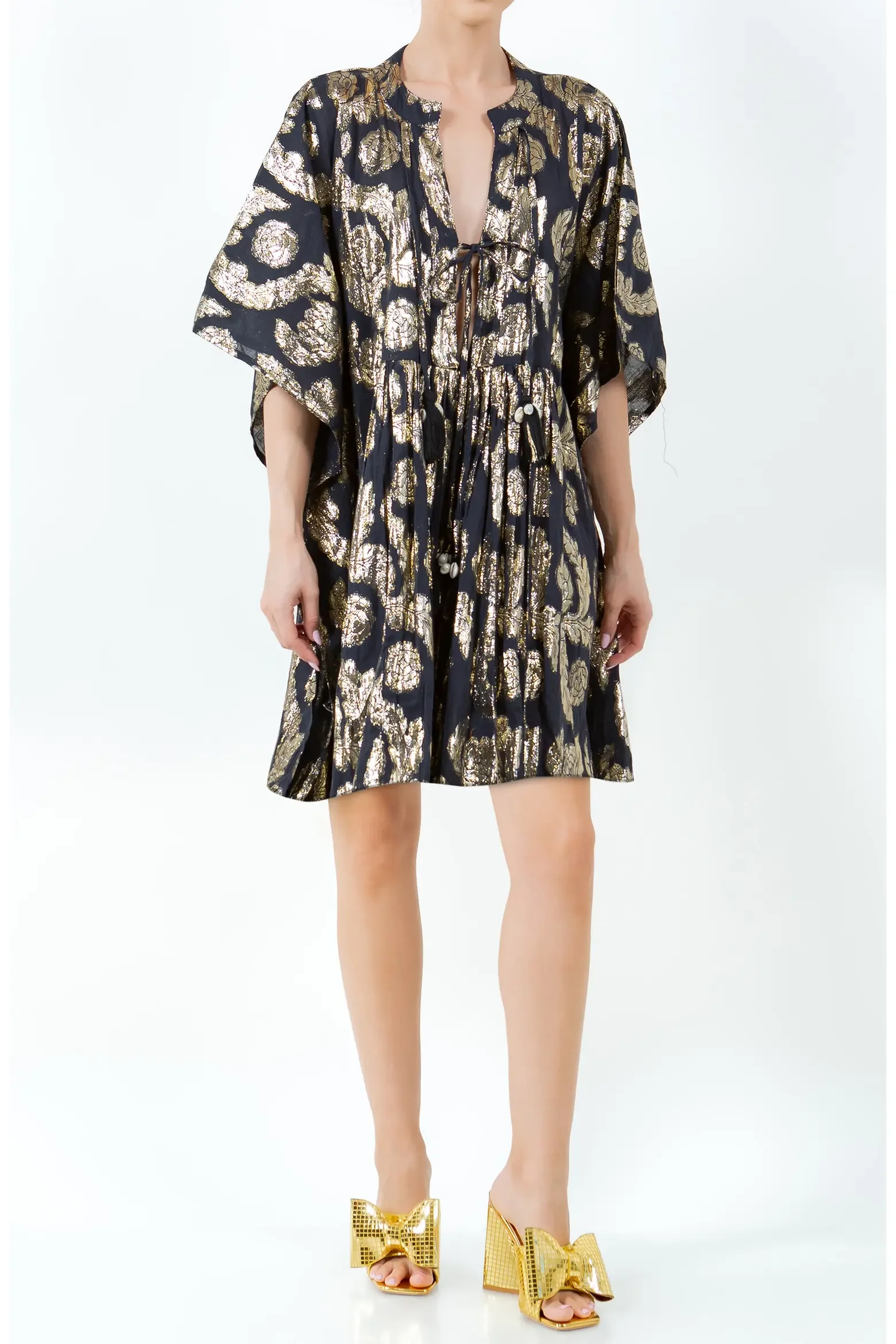BLACK PALM SPRINGS CAFTAN MIDI DRESS