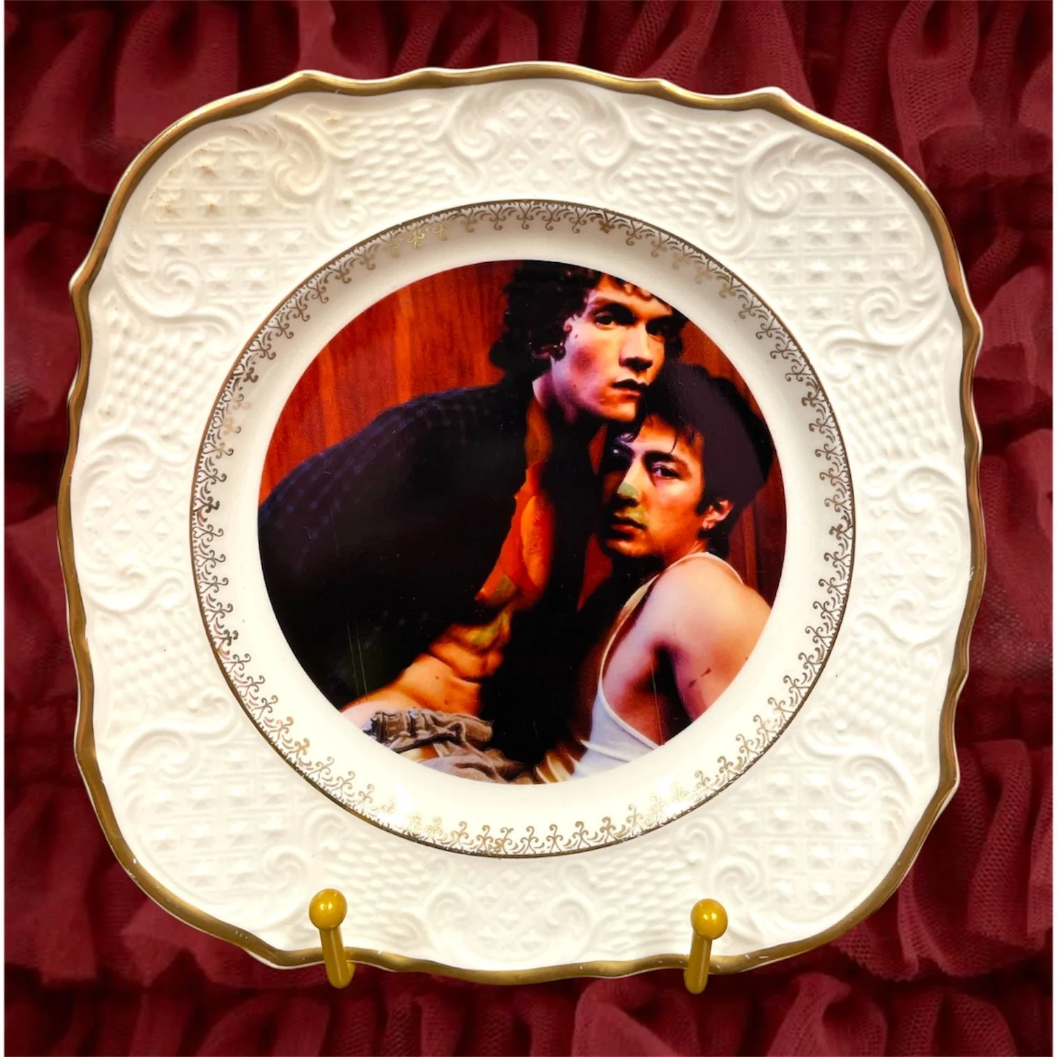 HEATED RIVALRY GOLD TRIM SQUARE PLATE