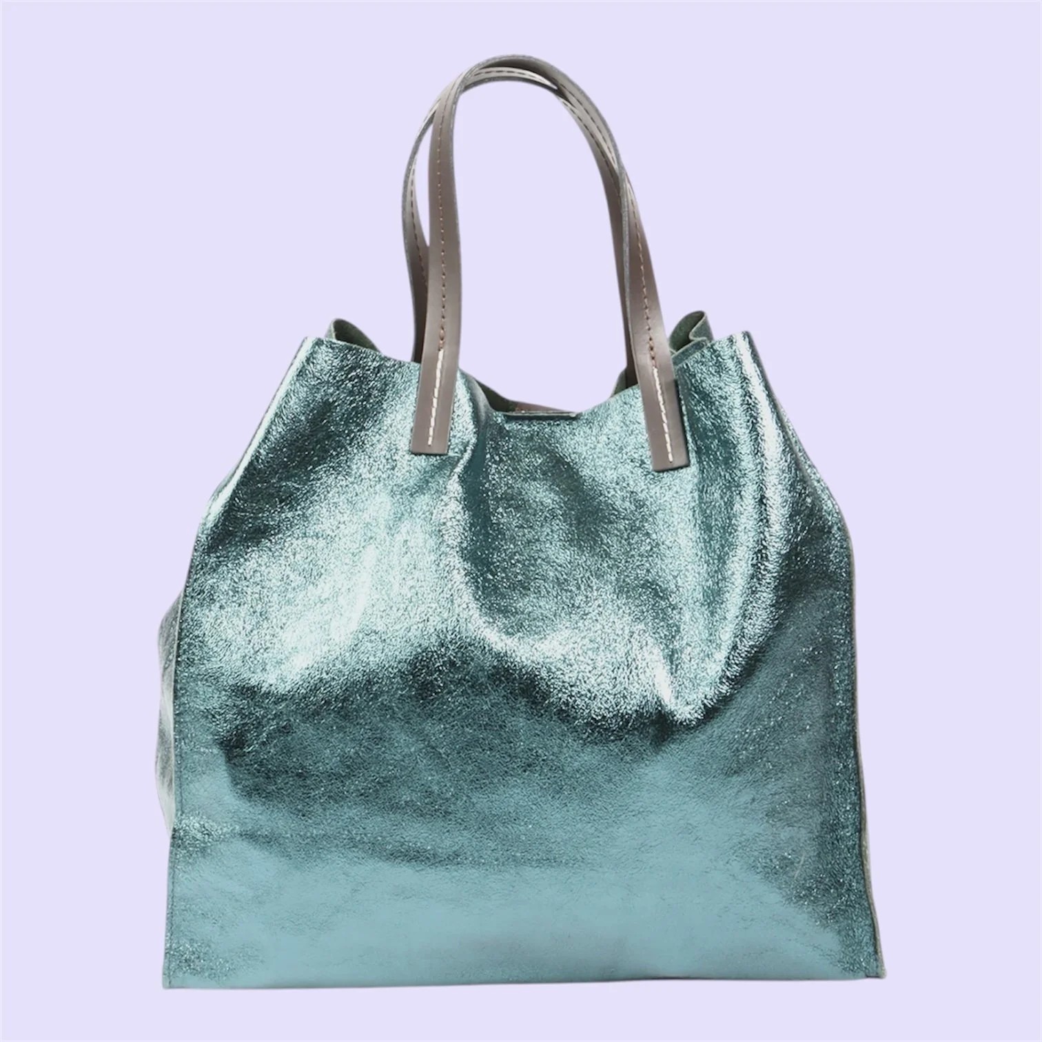 BLUE METALLIC THARA SHOPPER BAG
