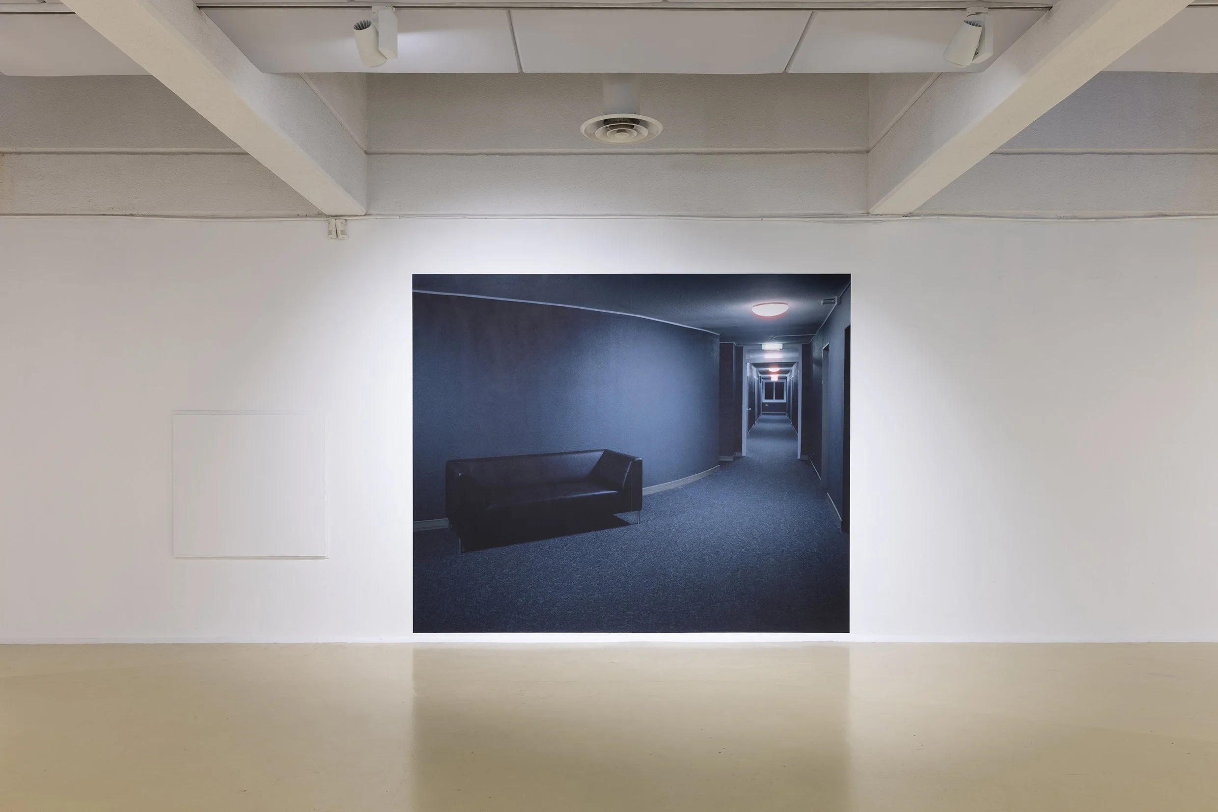 Installation View | Back Rooms group exhibition (2025) | Municipal Gallery Kfar Saba | Curated by Hadassa Cohen | Untitled (2022) | Analog color photograph | Archival Fine Art wallpaper | 300 x 250 cm