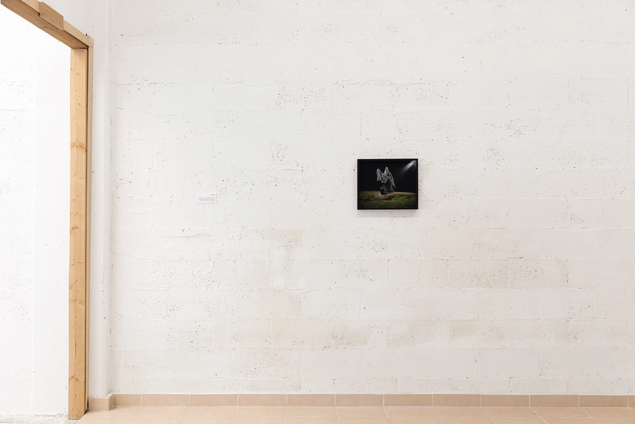 Installation View | Temporary Colony group exhibition (2025) | HaThiya 14 | Curated by Assaf Hinden | Untitled (2025) (Women against The Wind | ilana Goor | bronze | 1977)  | Analog color photograph | Archival Fine Art paper | Framed | 40x33 cm