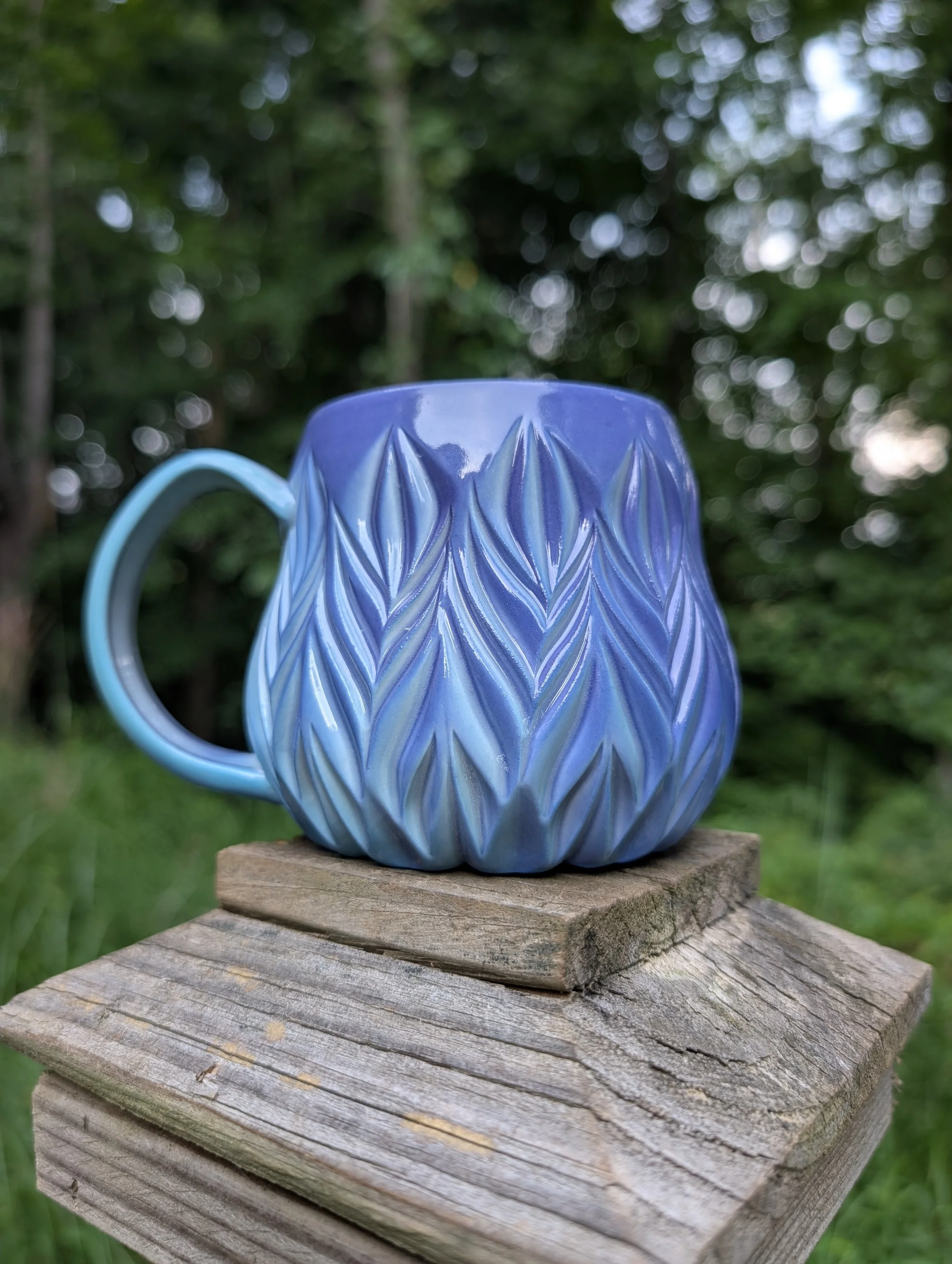 Deep Purple and Turquoise Mug -  13 oz