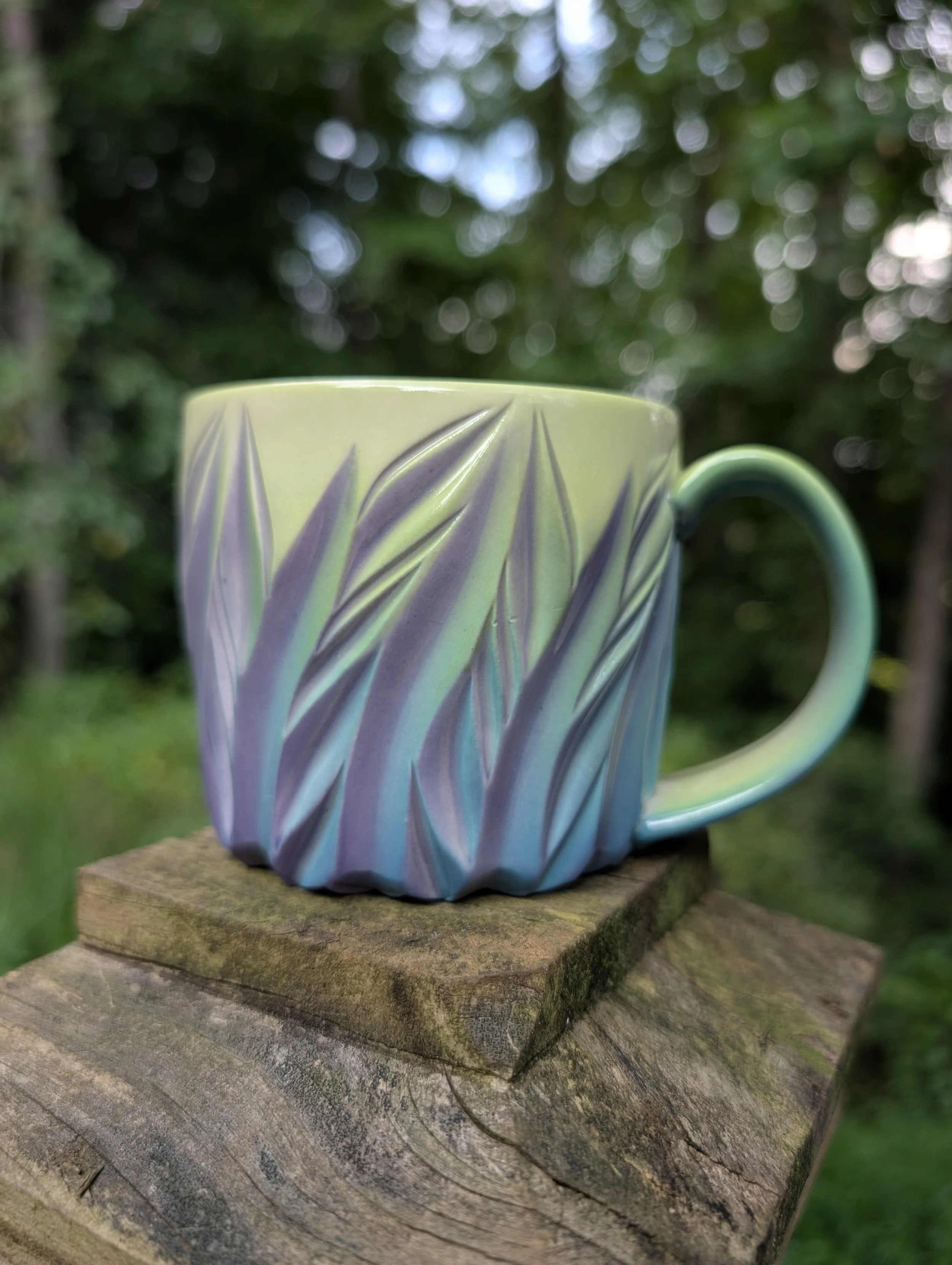 Chartreuse Purple and Teal Mug -  10 oz