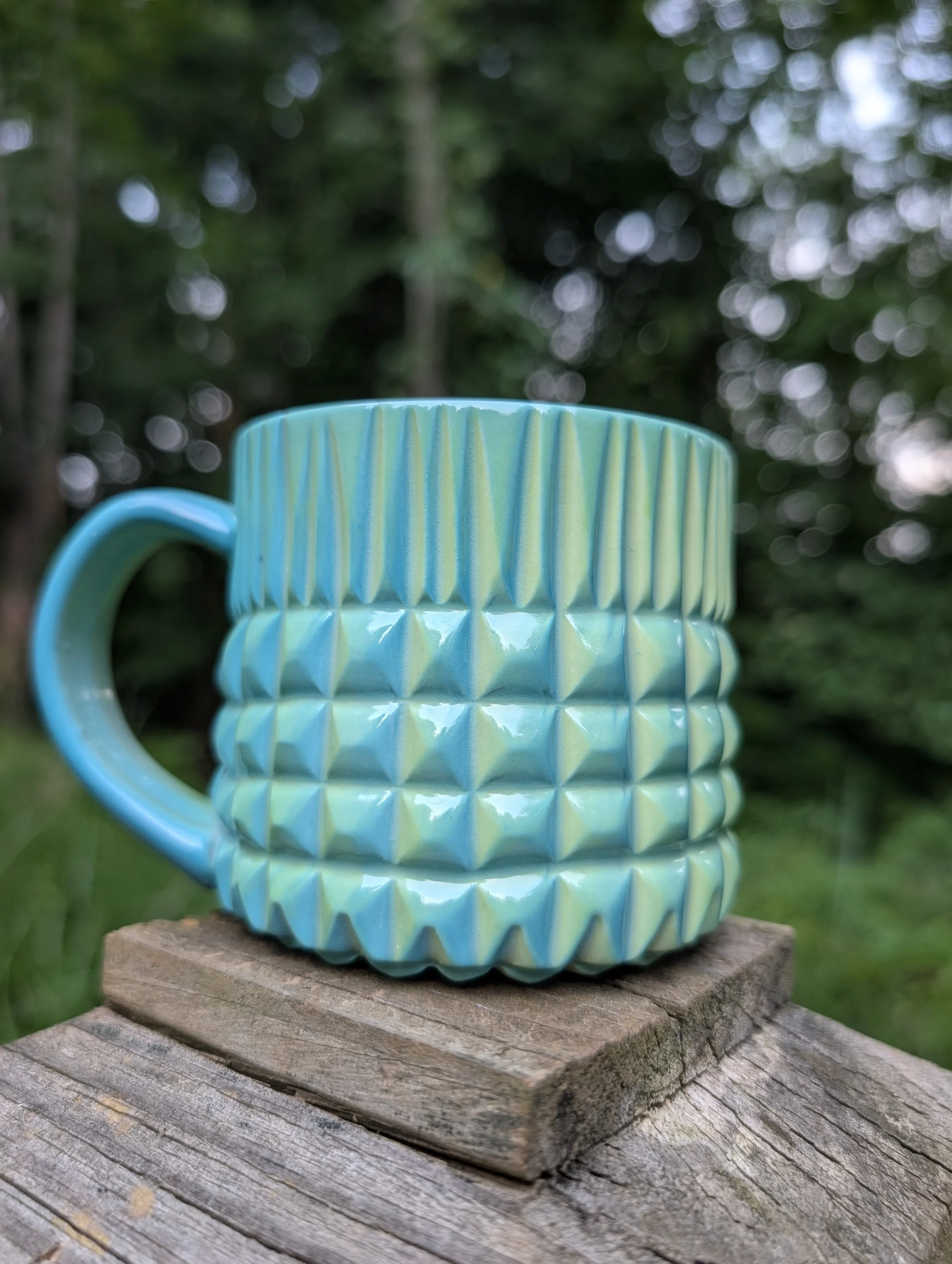 Chartreuse and Turquoise Pillow Mug -   11 oz