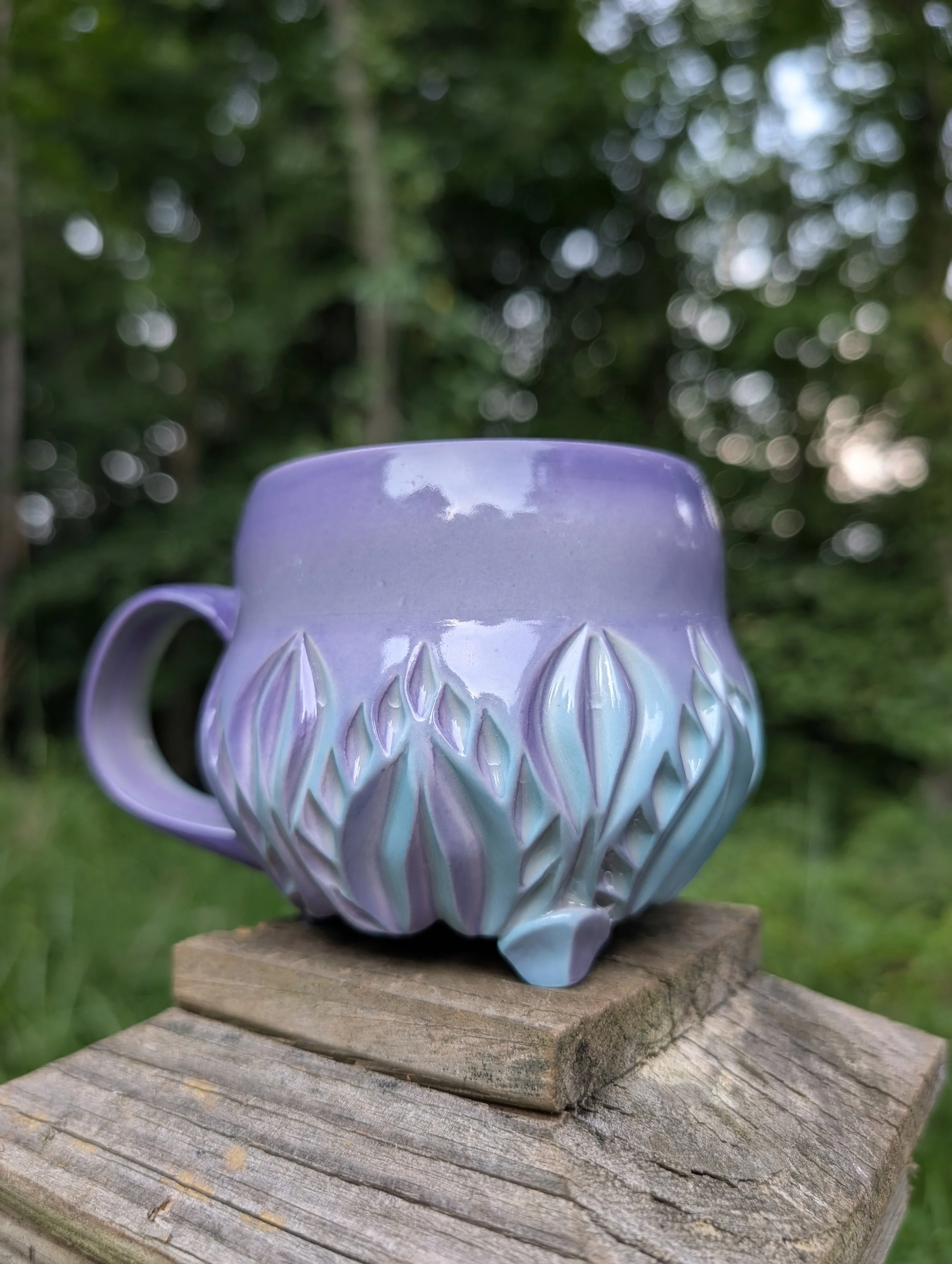 Lavender and Turquoise Mug -  12 oz