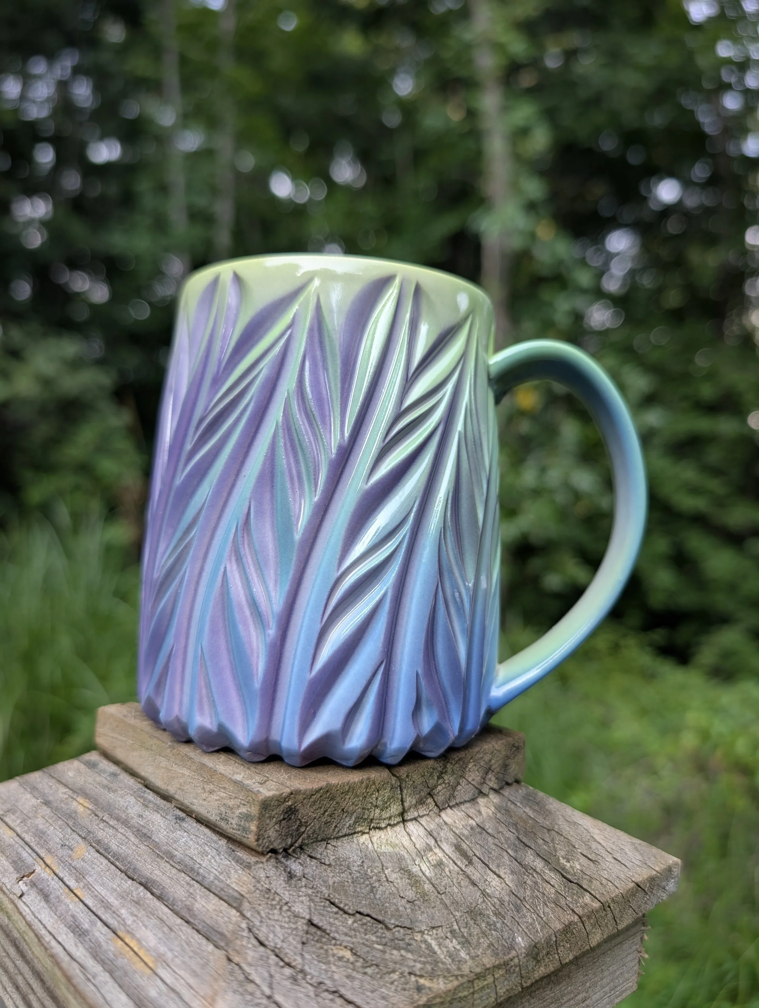 Purple, Turquoise and Chartreuse Mug -  16 oz