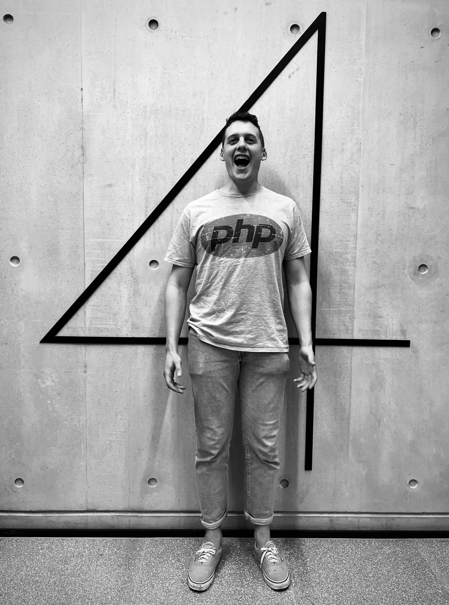 Luca wearing the wrong t-shirt