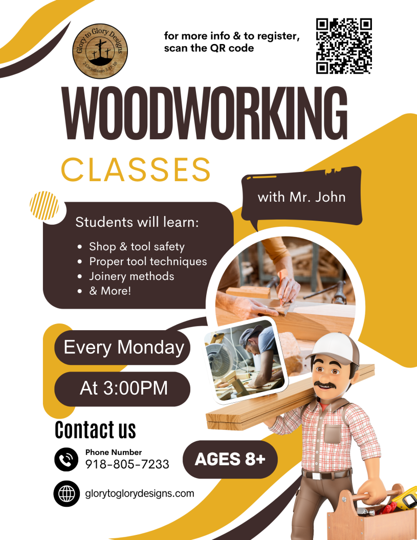 CMA Stage 1 Woodworking Classes (AGES 8+)