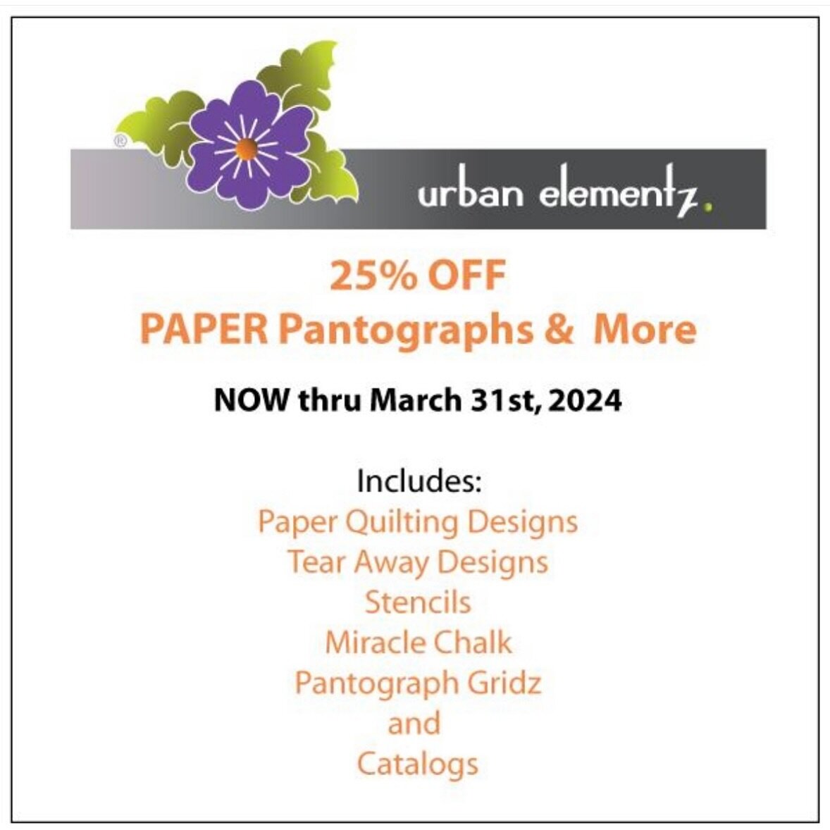 As a longarm quilter do you use paper pantos??!! If so, this sale is for you!! To shop my designs go to: https://www.urbanelementz.com/quilting-designs.html?designers=48

#urbanelementz #paperpanto