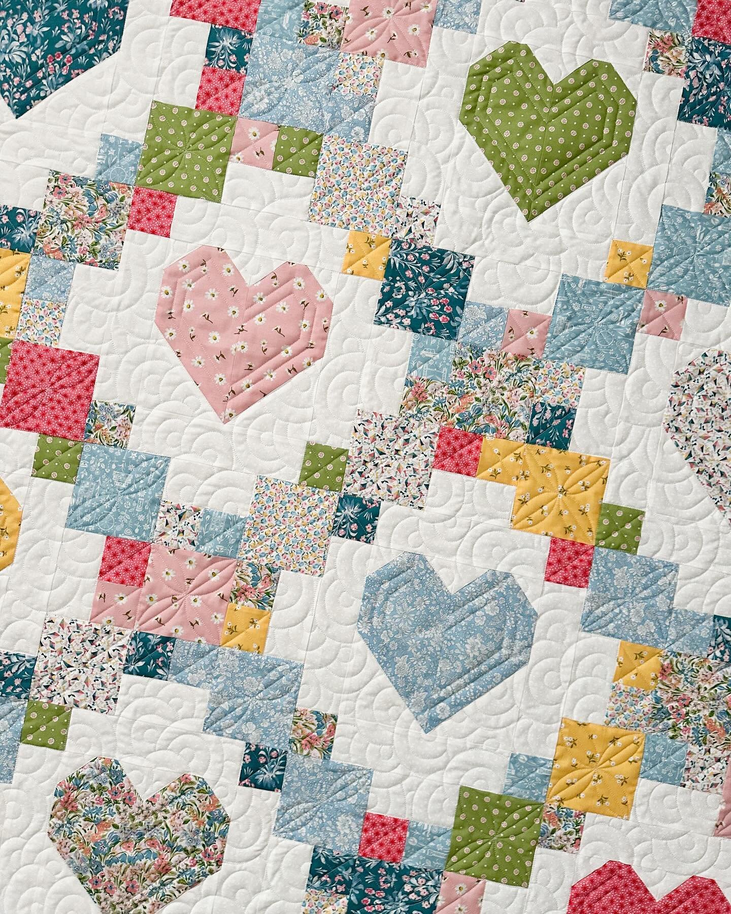 Louise made this darling Heartsy baby quilt for one of her grand babies.  So sweet!!!

The Heartsy pattern is by Allison from @cluckclucksew 

I used my 4&rdquo; Circle2 ruler to quilt the petals in the larger squares.  My Circle2 rulers can be found