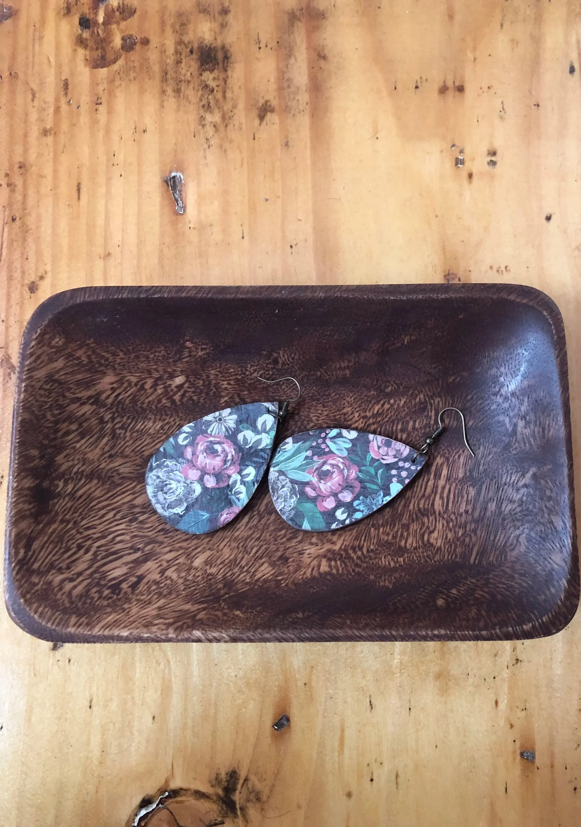 Wooden Teardrop Earrings