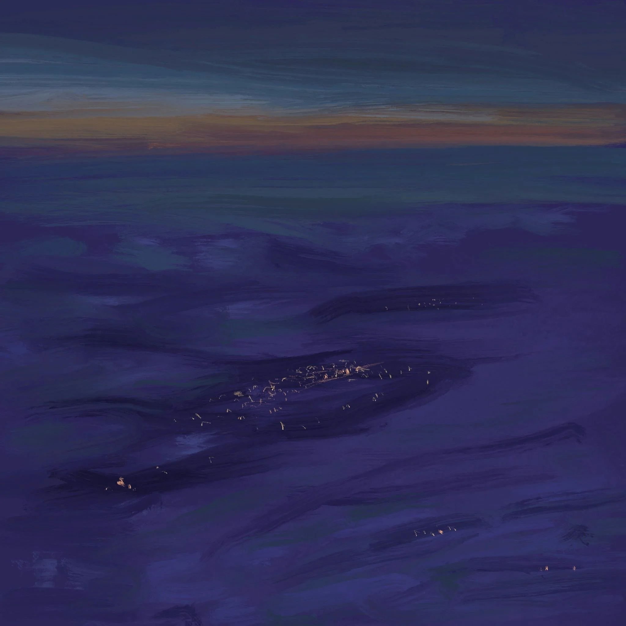"Window Seat at Dusk," digital painting, 2023
