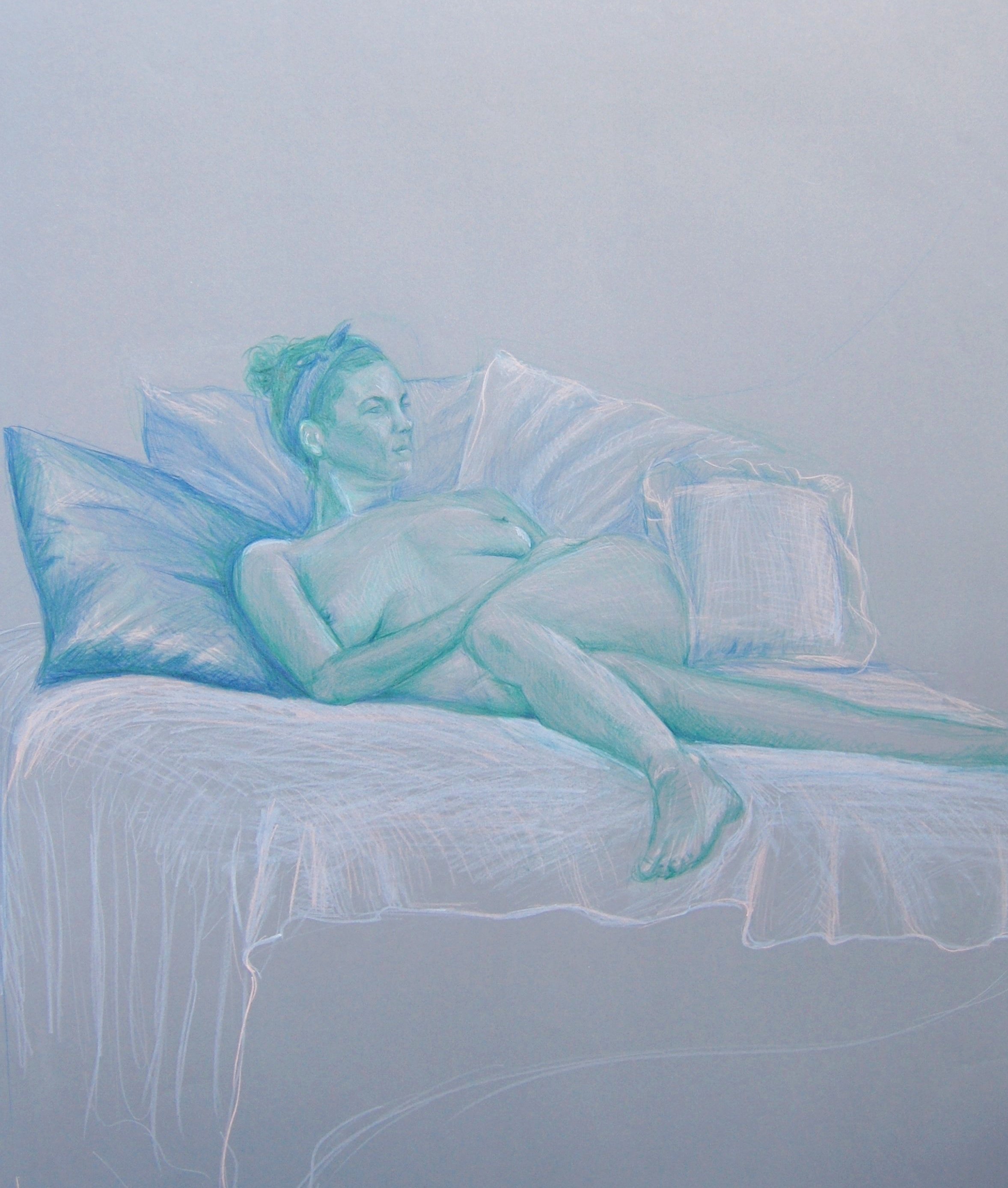 Figure study, 2017, colored pencil on toned paper