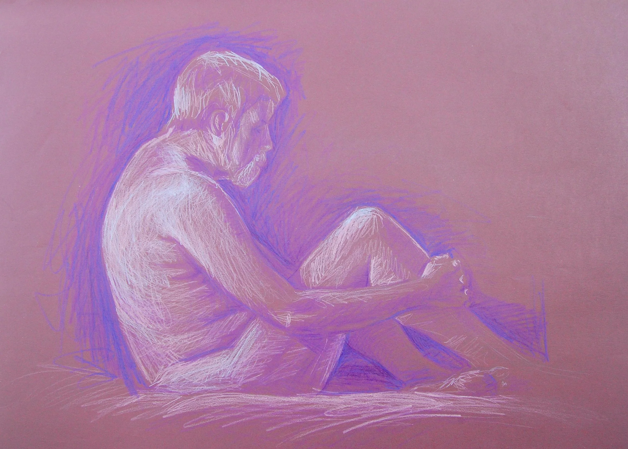 Figure study, 2017, colored pencil on toned paper