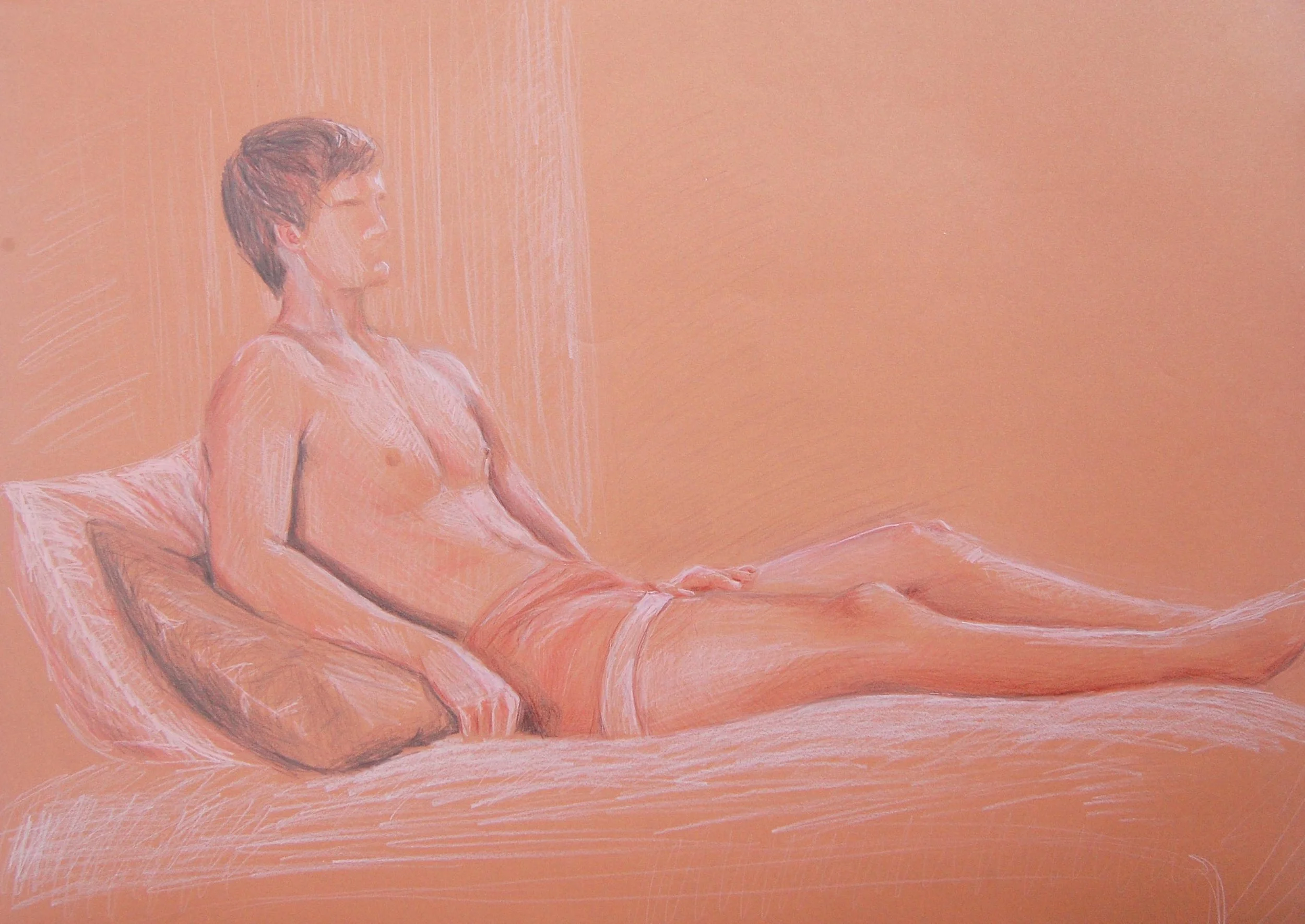 Figure study, 2017, colored pencil on toned paper
