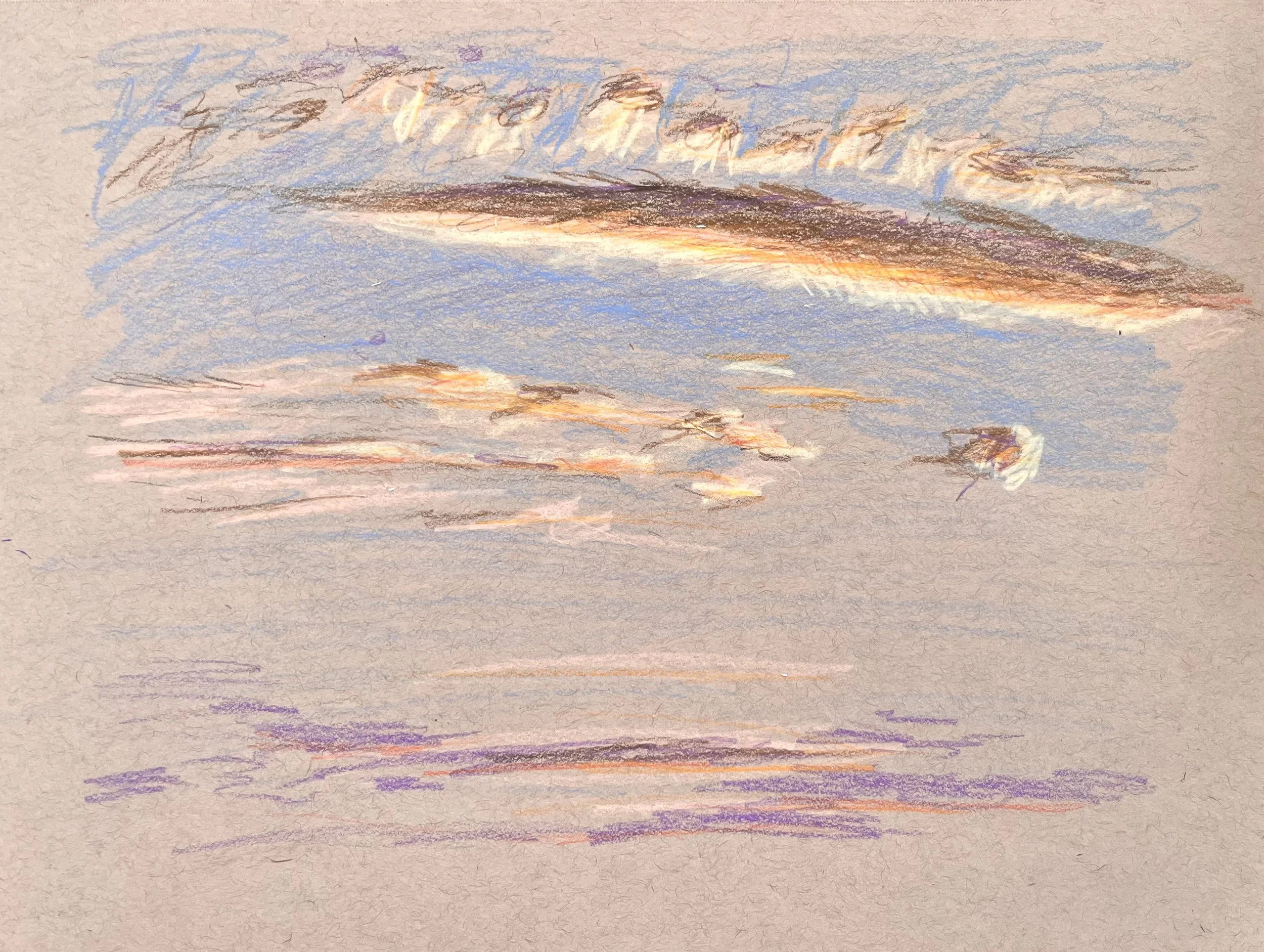 Cloud study, colored pencil on toned paper, 2022