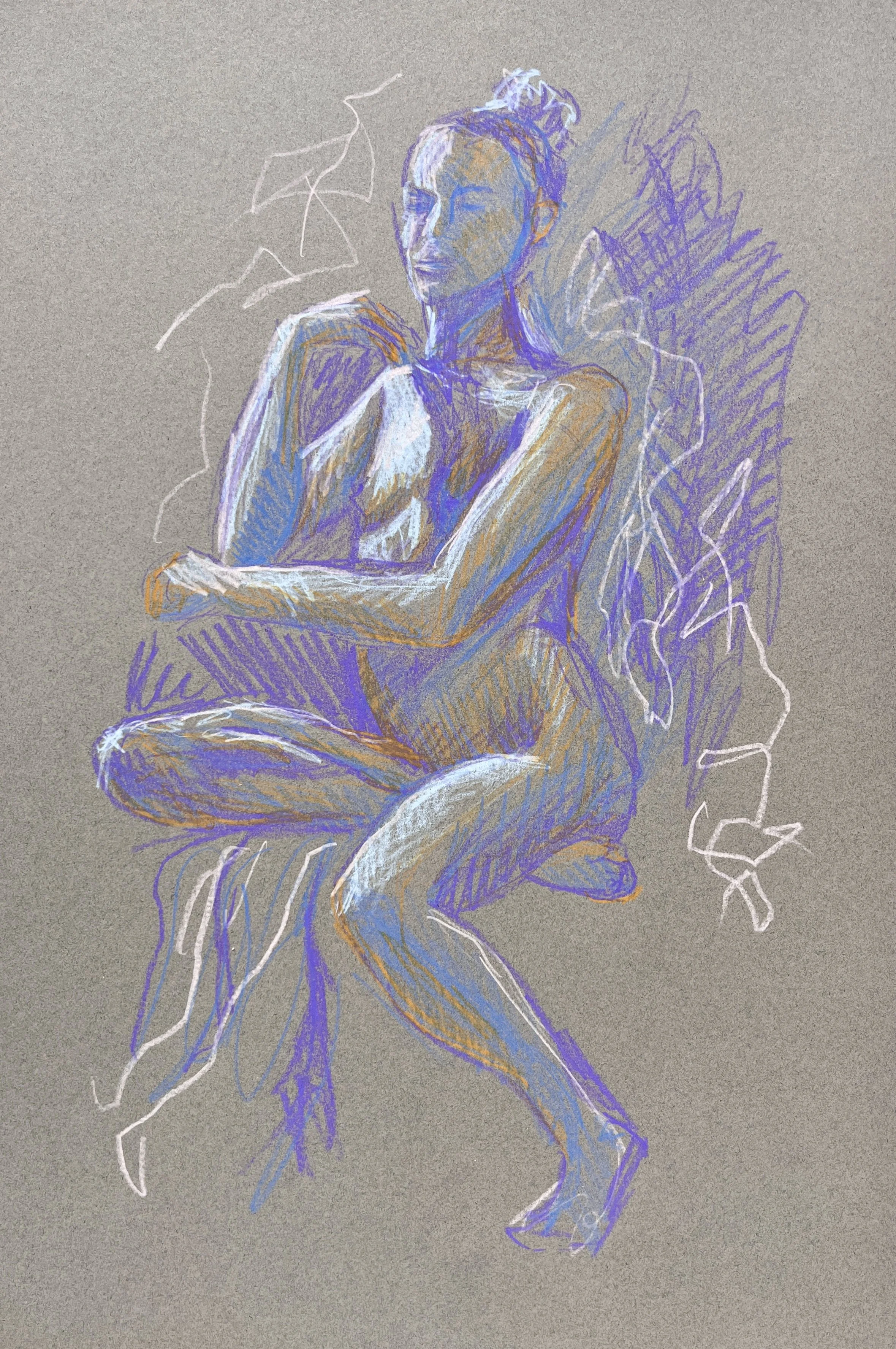 "Electric," 2022, colored pencil on toned paper, 18"x20"