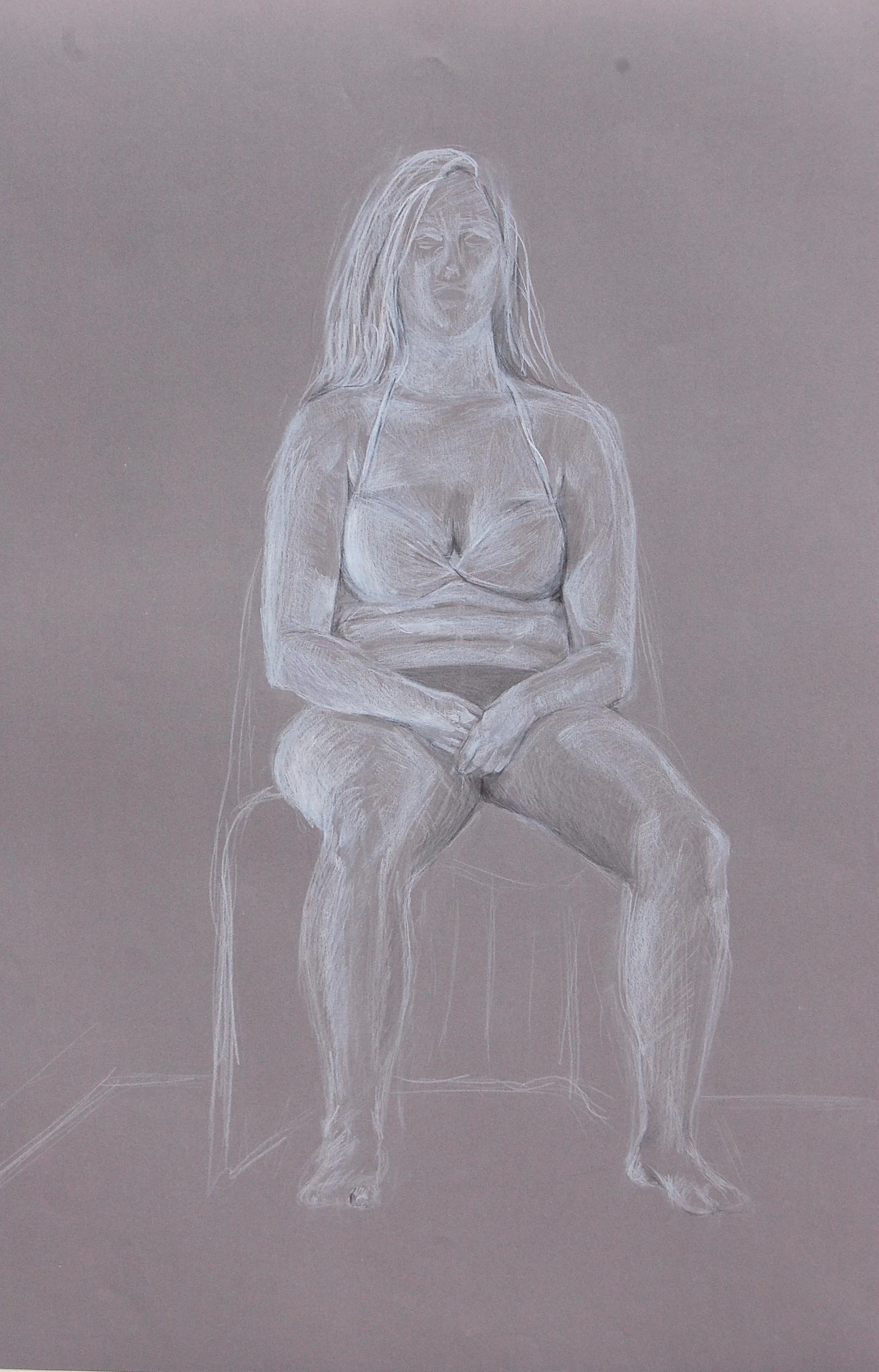 Figure study, 2017, colored pencil on toned paper