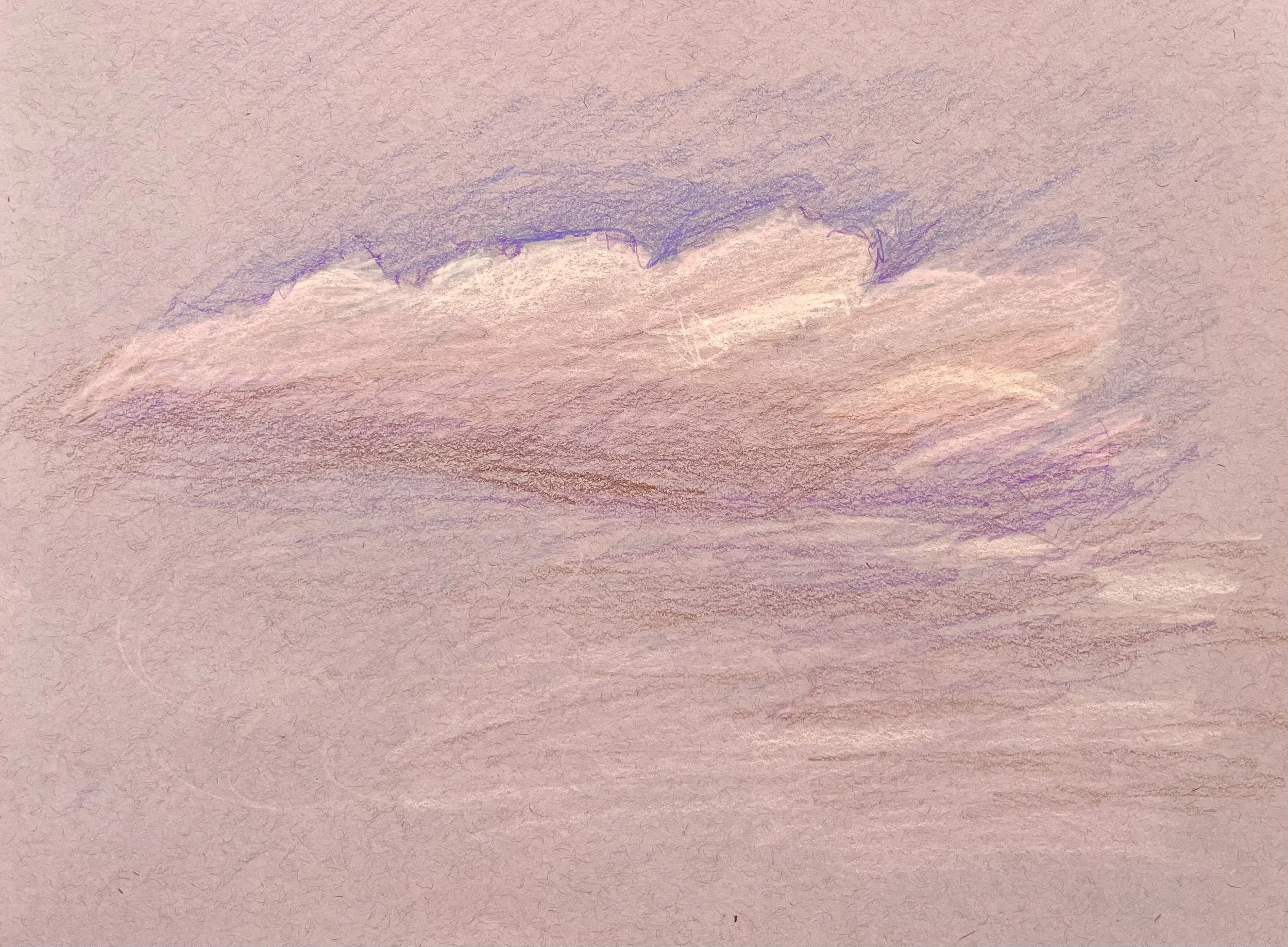 Cloud study, colored pencil on toned paper, 2022