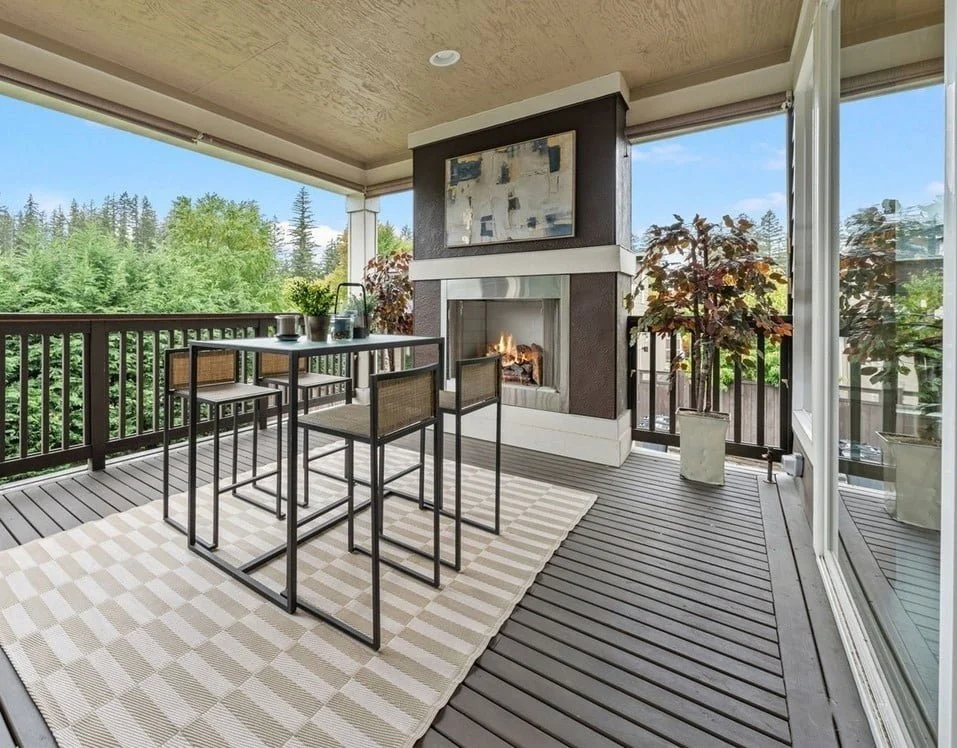 Essential Home Staging - Home Staging in Seattle Bellevue and Puget Sound - home staging portfolio listing photo of covered patio entertaining area staged by Essential Home Staging