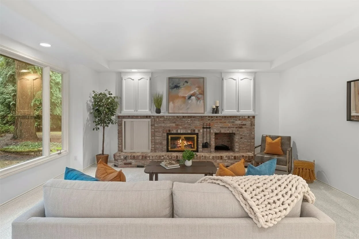 Essential Home Staging - Home Staging in Seattle Bellevue and Puget Sound - home staging portfolio listing photo of Redmond Woodinville family room staged by Essential Home Staging