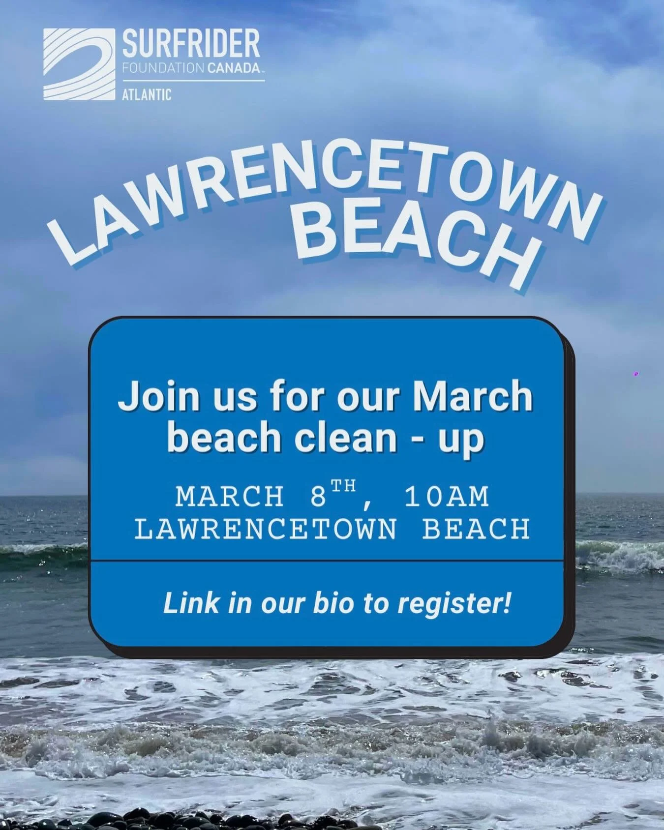 Our first beach clean-up of 2026 is only 2 weeks away!

Come join us at Lawrencetown Beach in keeping our shorelines clean on Sunday March 8th @ 10 am.

Register using the link in our bio! We can&rsquo;t wait to see you there 🐚🌊

#surfridercanada #