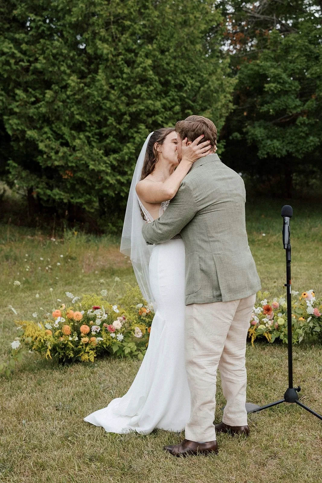 A Michigan Garden Wedding First Kiss