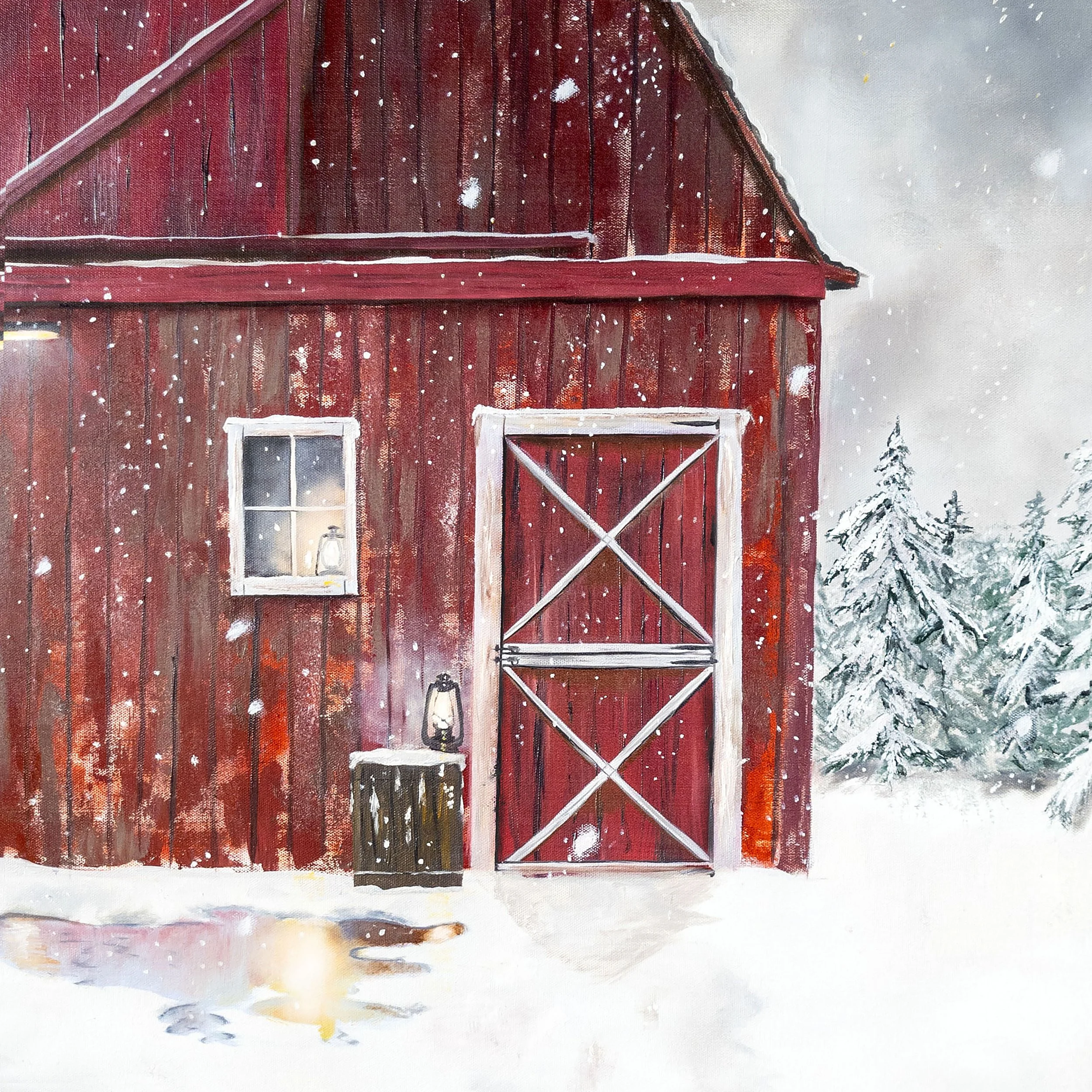 Red Barn framed canvas print