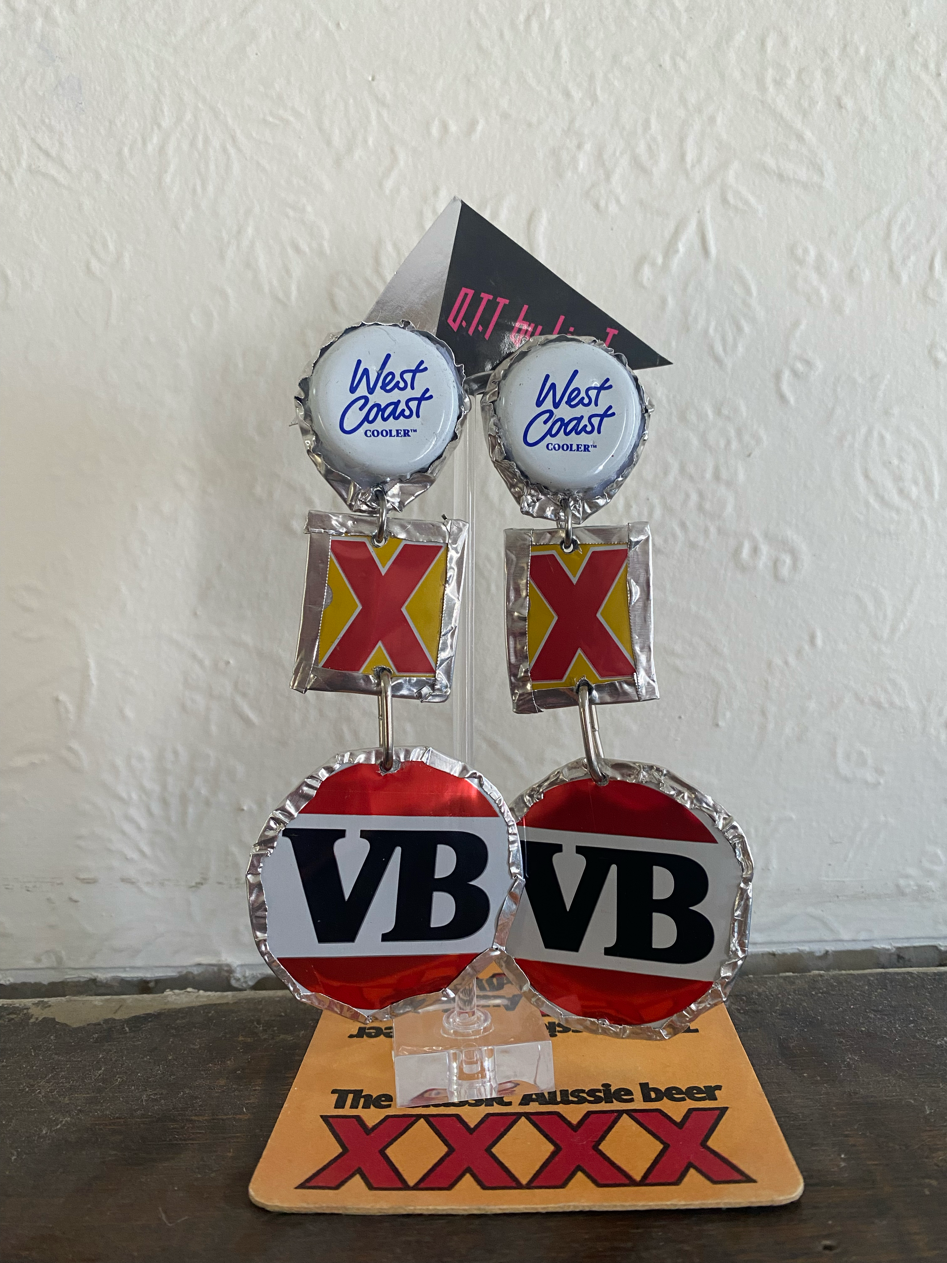 West X VB Tinnie earrings 2023. Upcylced aluminium cans.