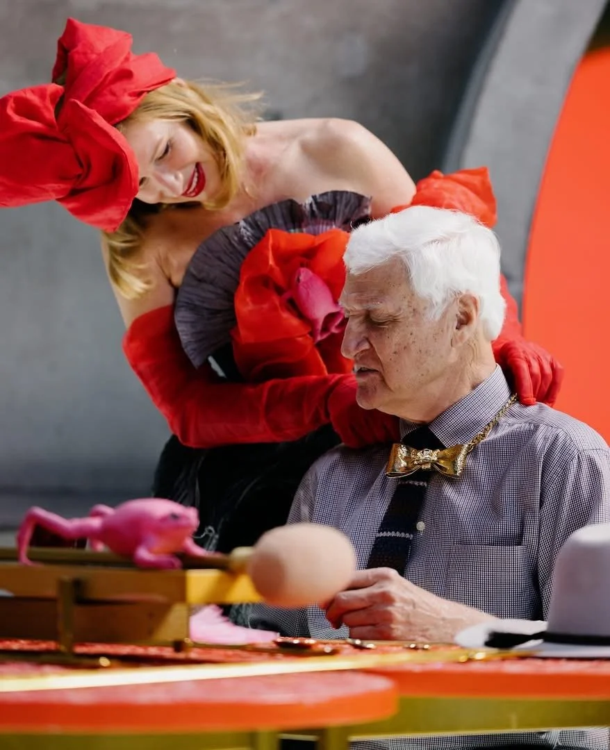 24ct gold plated cane toad leather bowtie for Eat the Invaders 2025 ABC TV  produced by Kirsha Kaechele from Mona Museum and Closer Productions hosted by Tony Armstrong 
