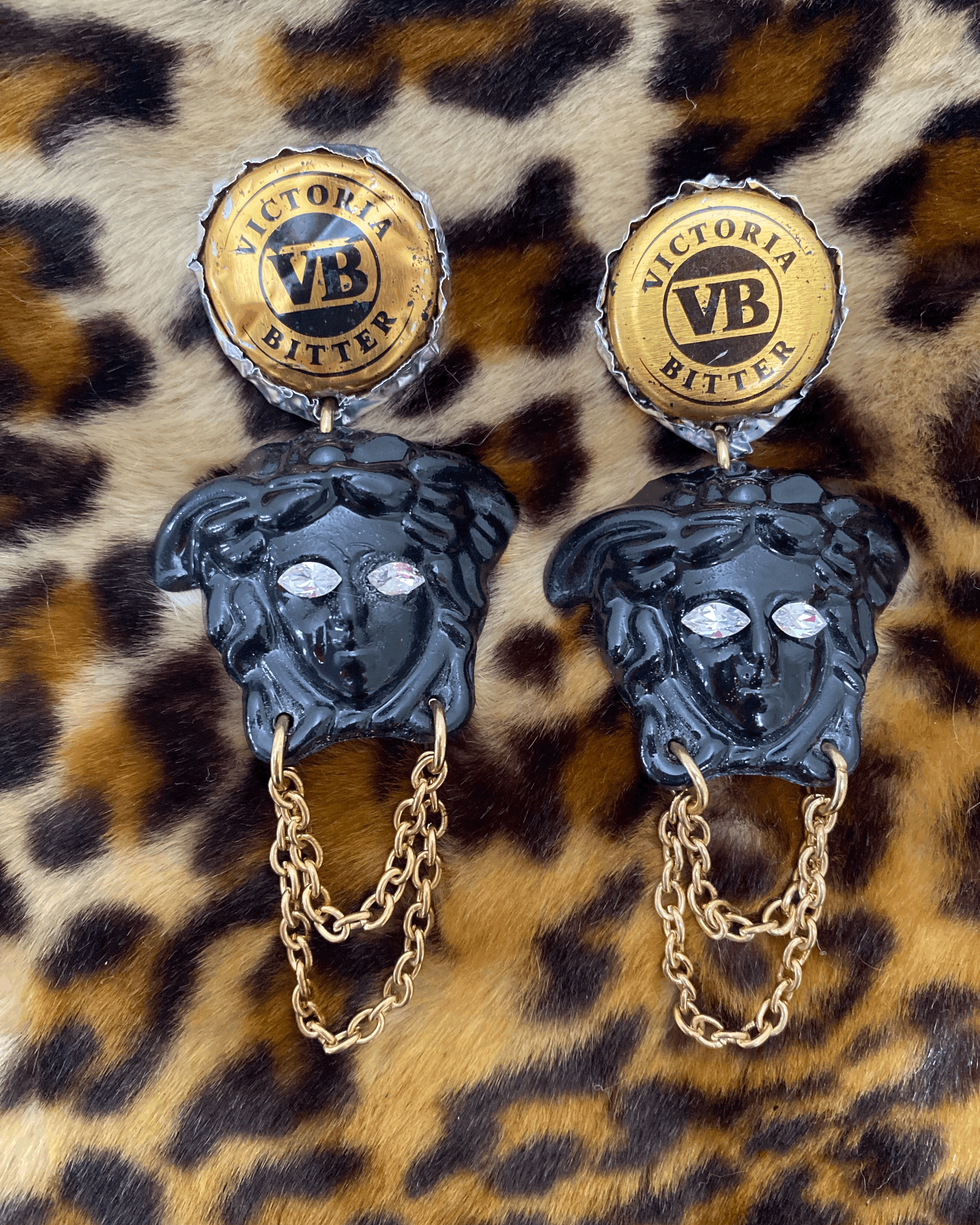 Cheers Gianni! - VB Black Gold Chain Earrings