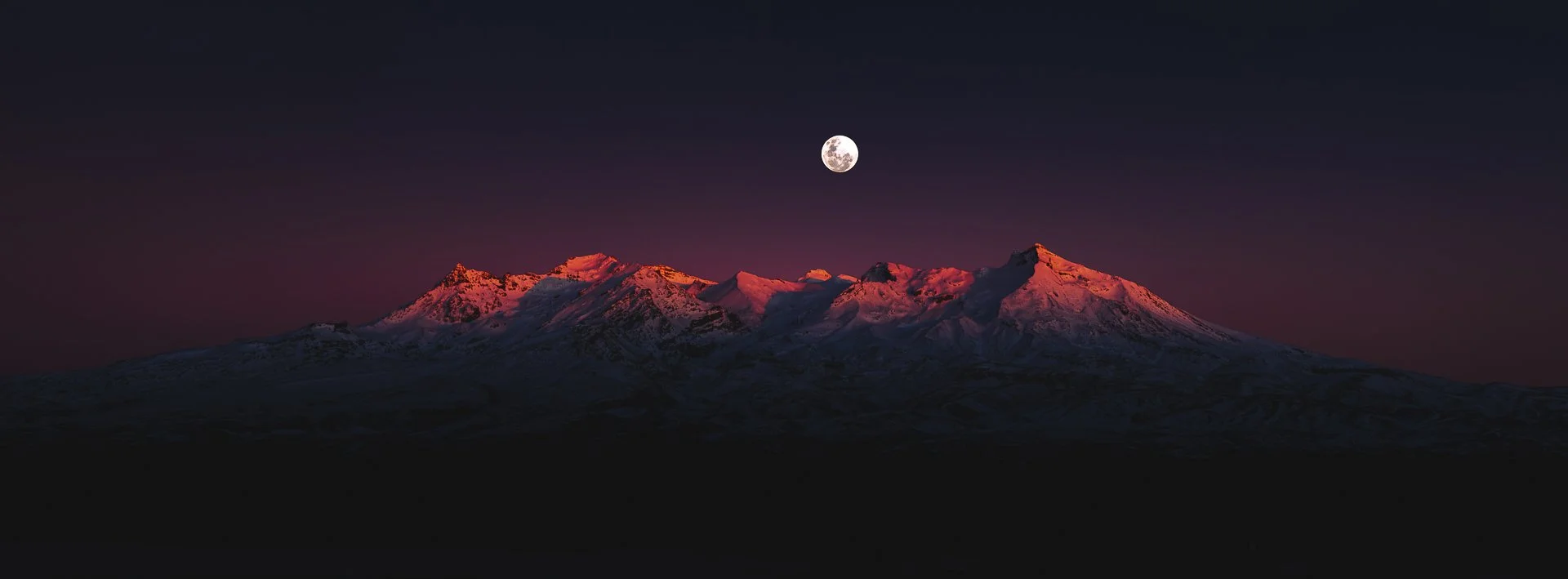 Moonset over Mount Ruapehu