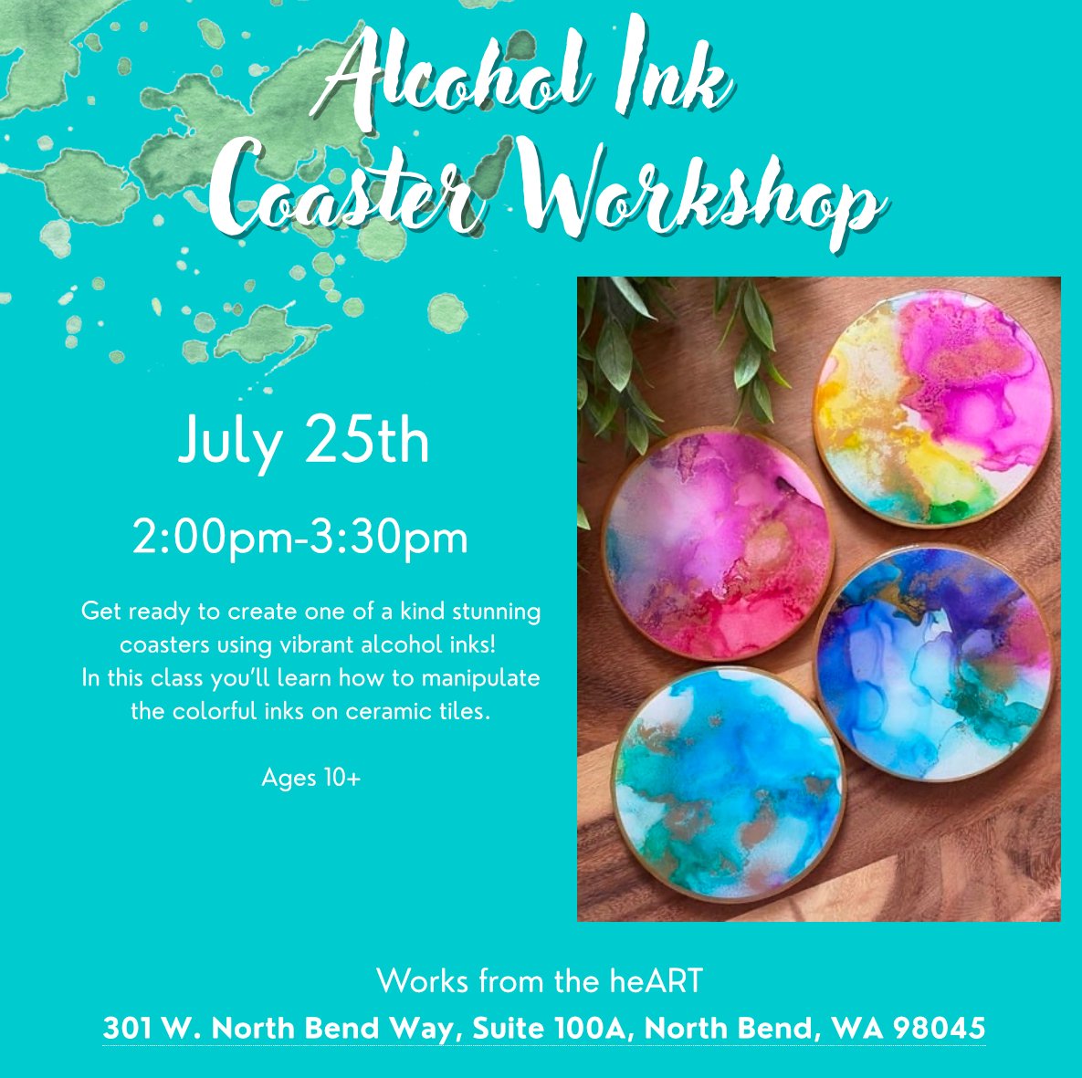 Alcohol inks coasters workshop