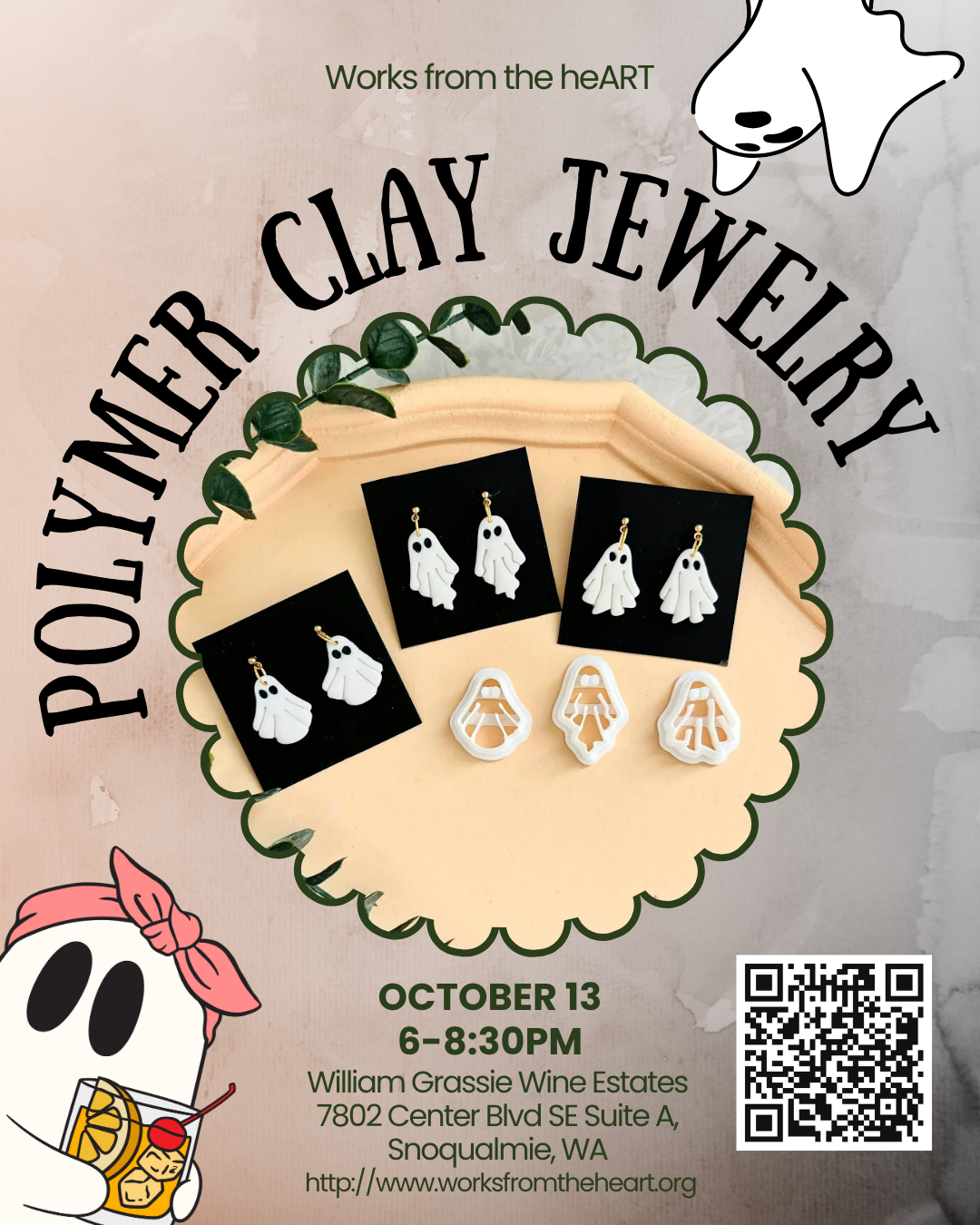 polymer clay jewelry: ghost edition