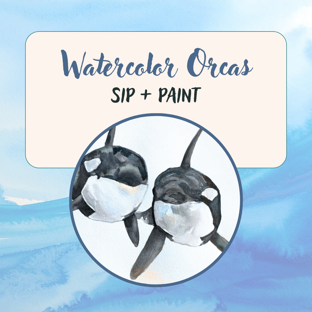 Watercolor Orcas: Sip + Paint