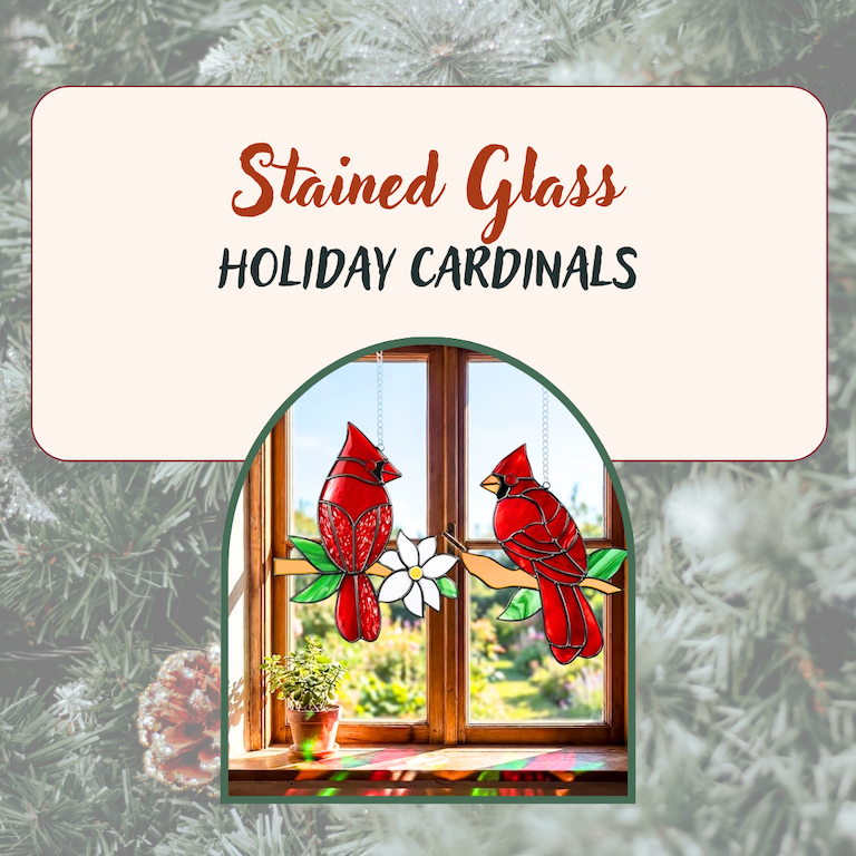 Stained Glass: Holiday Cardinals