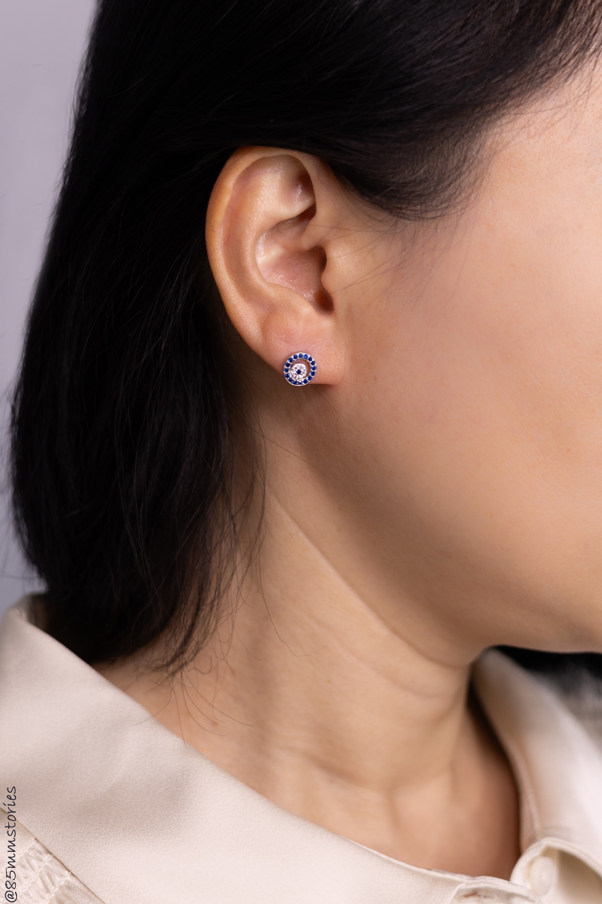 Evil Eye Offset Earrings | Sterling Silver - The Mira Shoppe