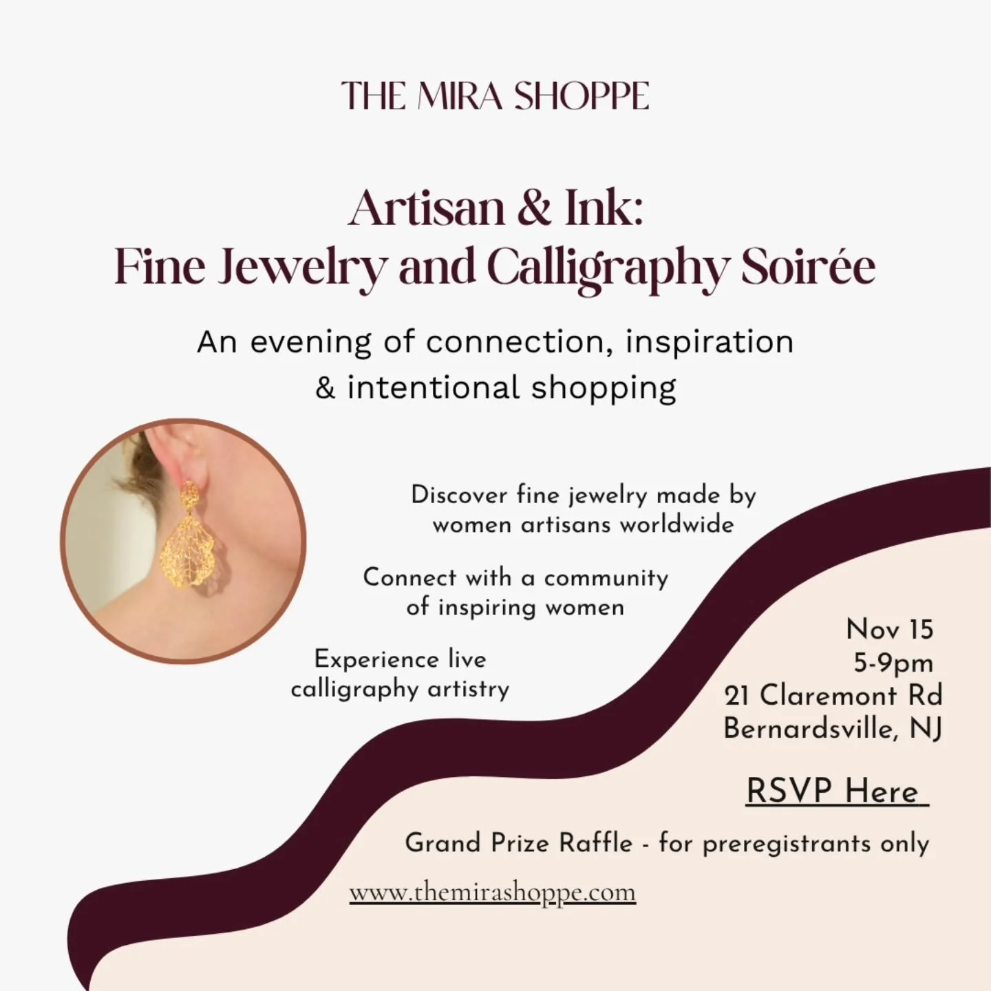The Mira Shoppe is turning 2! Join me in celebrating 2 years of beautiful jewelry, inspiring stories, and a growing community of women supporting women. 🥳

✉️ Experience live calligraphy by @deardaughtersdesign 
Free custom calligraphy gift with eve