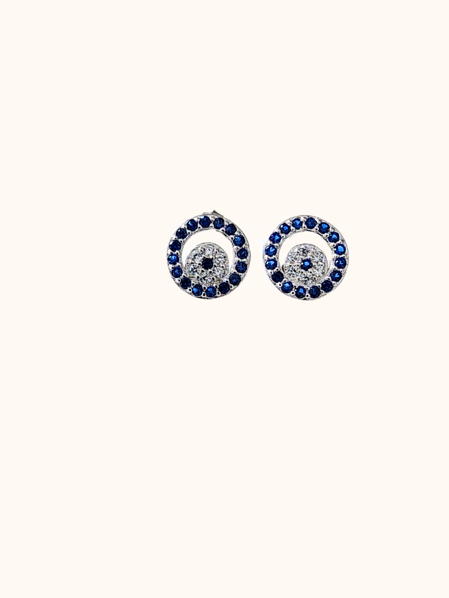Evil Eye Offset Earrings | Sterling Silver - The Mira Shoppe