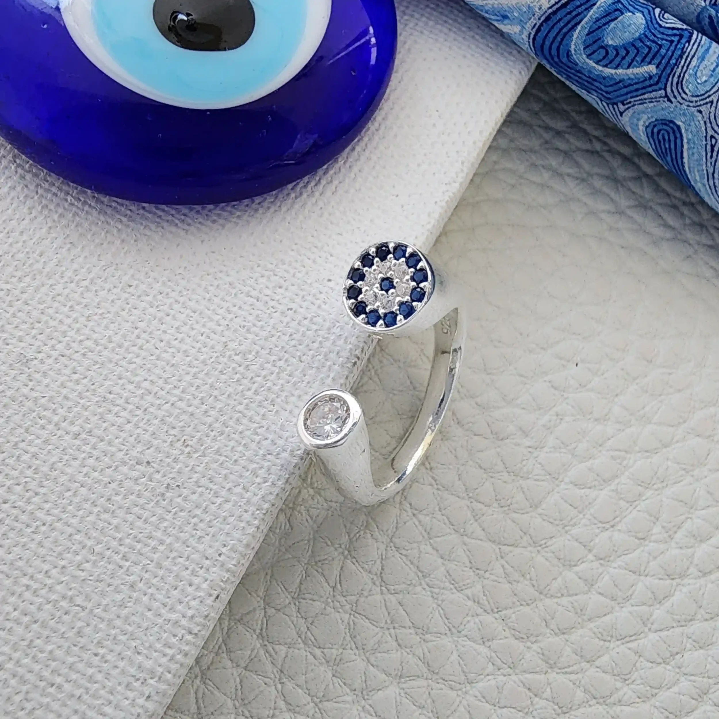 Evil Eye Aura Ring   | Sterling Silver